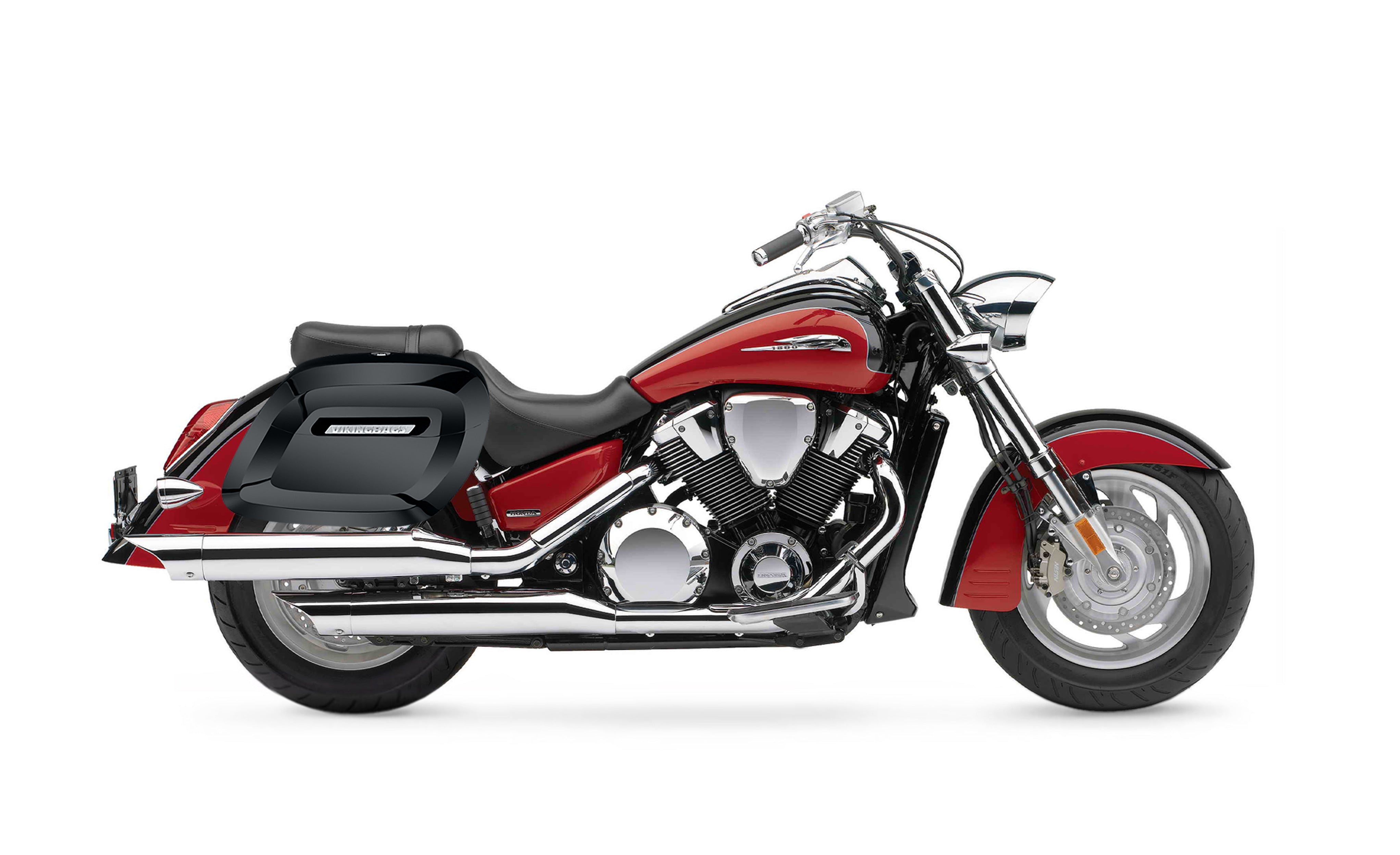 40L - Lamellar Raven XL Honda VTX 1800 R (Retro) Painted Hard Saddlebags Bag on Bike @expand