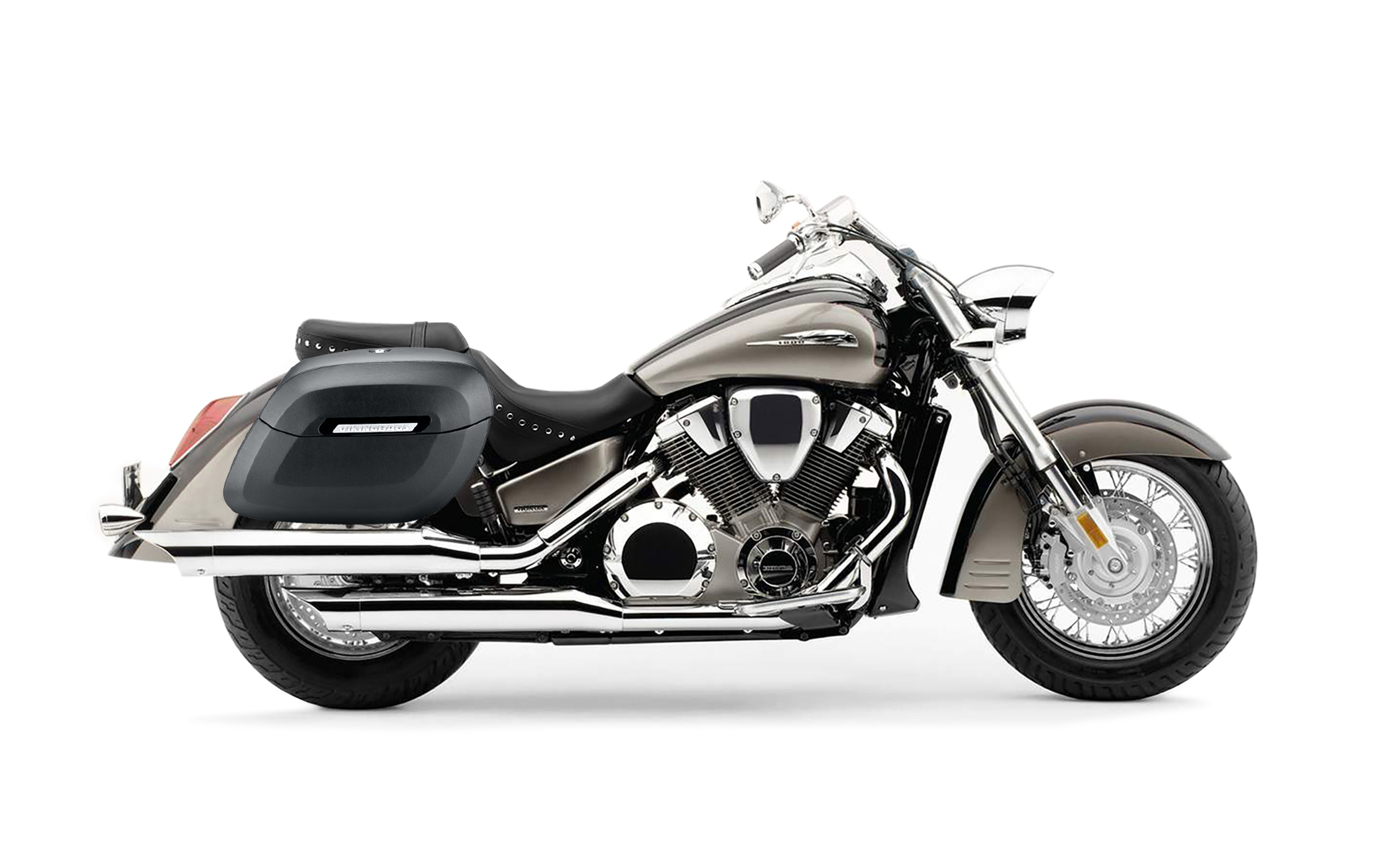 40L - Lamellar Raven XL Honda VTX 1800 S Matte Hard Saddlebags Bag on Bike @expand