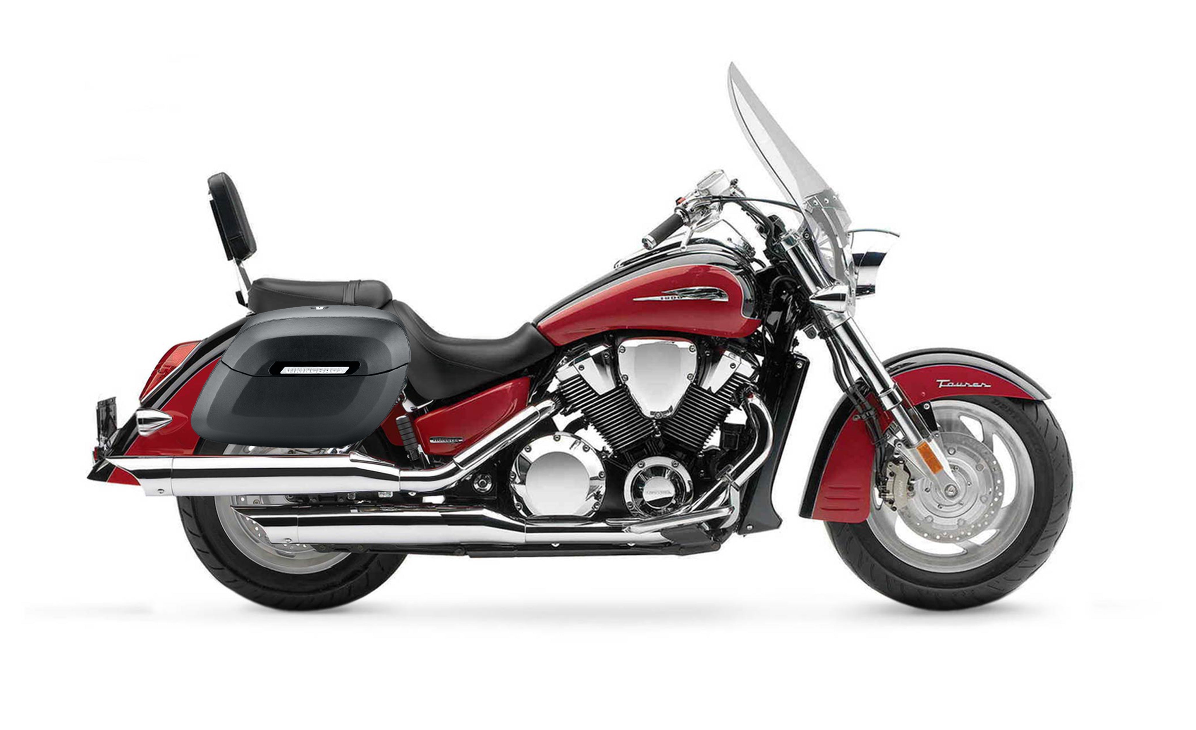 40L - Lamellar Raven XL Honda VTX 1800 T (Tourer) Matte Hard Saddlebags Bag on Bike @expand