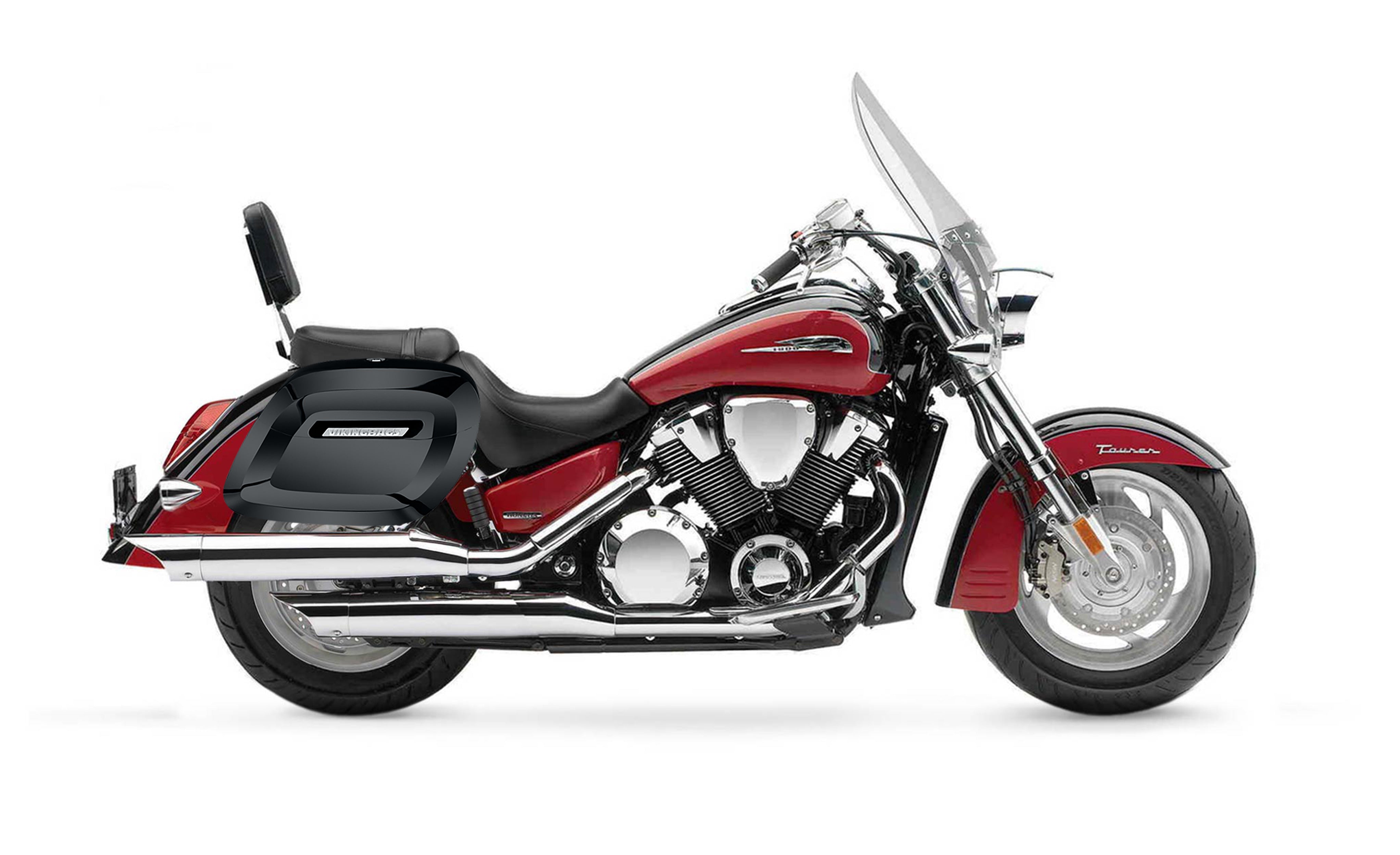 40L - Lamellar Raven XL Honda VTX 1800 T (Tourer) Painted Hard Saddlebags Bag on Bike @expand