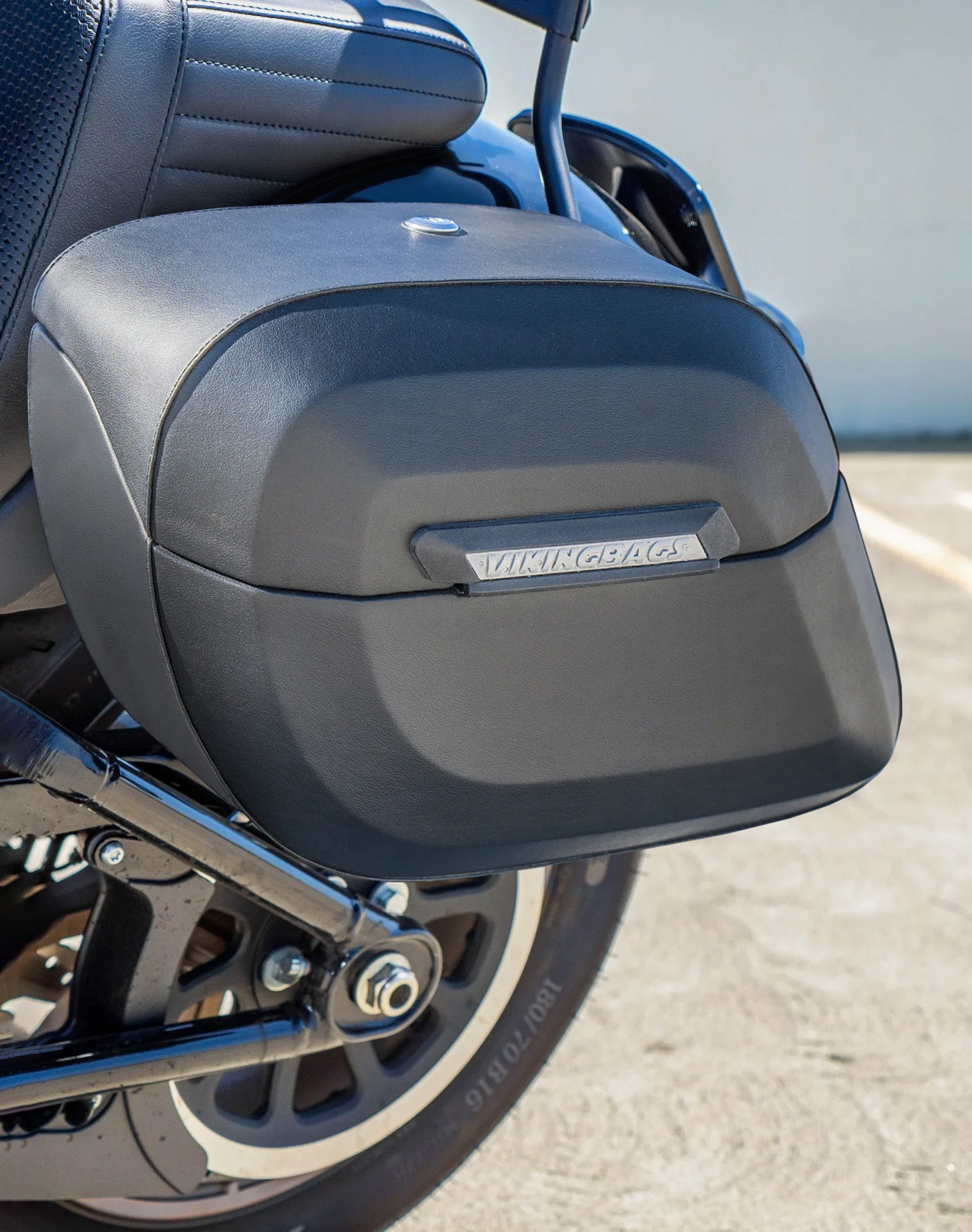 40L - Lamellar Raven XL Leather Covered Hard Saddlebags For 2025+ Harley Softail Low Rider S FXLRS Vertical Lifestyle
