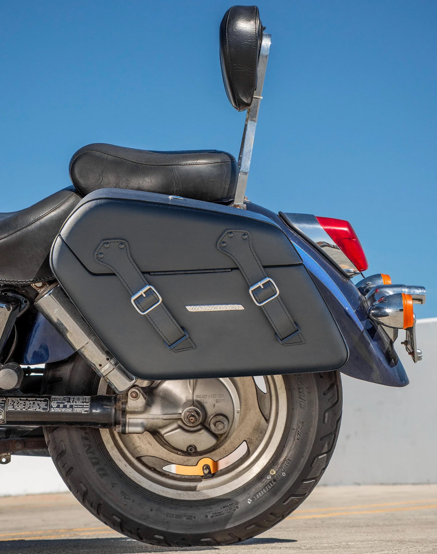 42L - Baldur XL Honda Shadow 1100 Sabre Leather Wrapped Hard Saddlebags Lifestyle