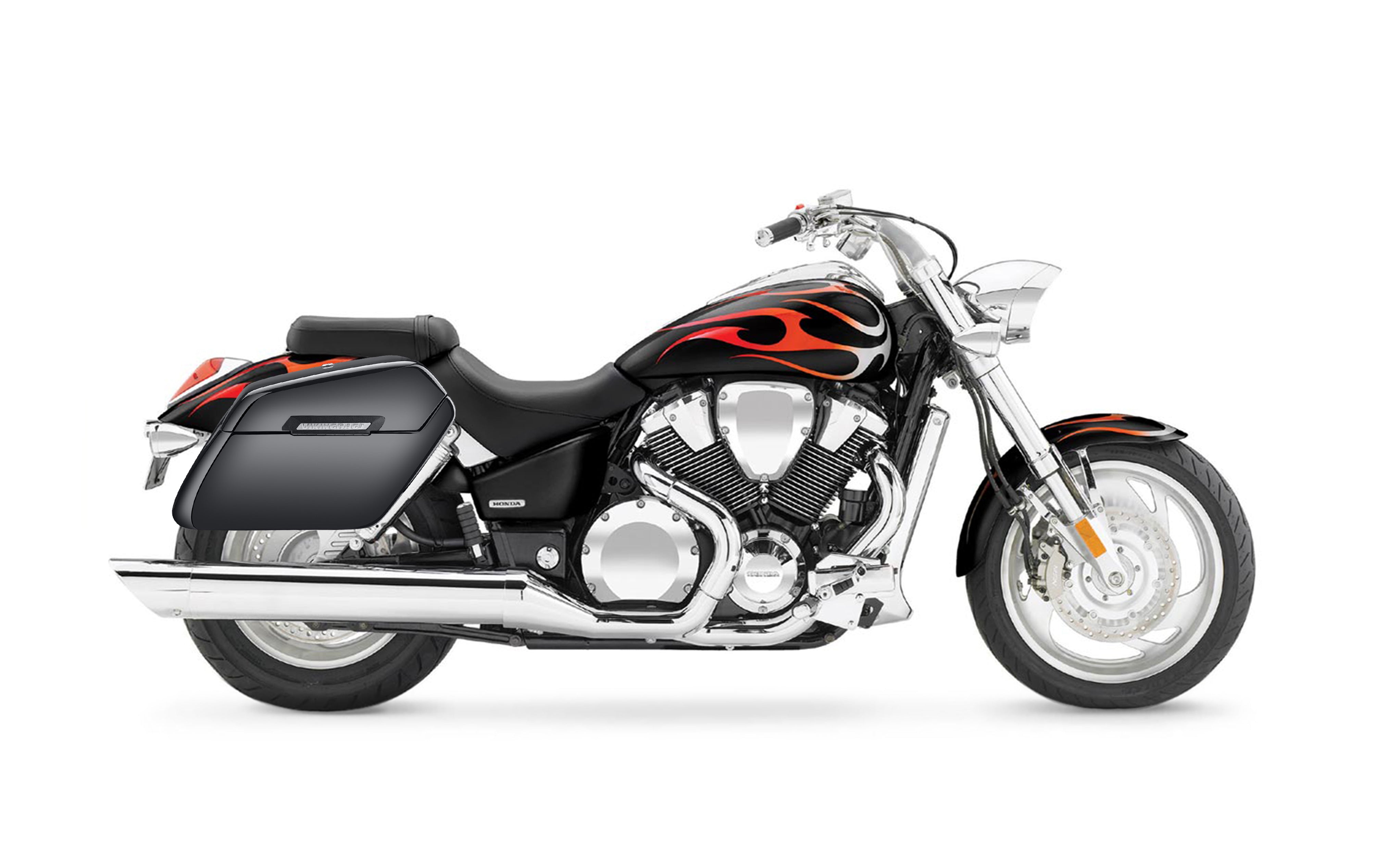 42L - Baldur XL Honda VTX 1800 C Painted Hard Saddlebags Bag on Bike @expand
