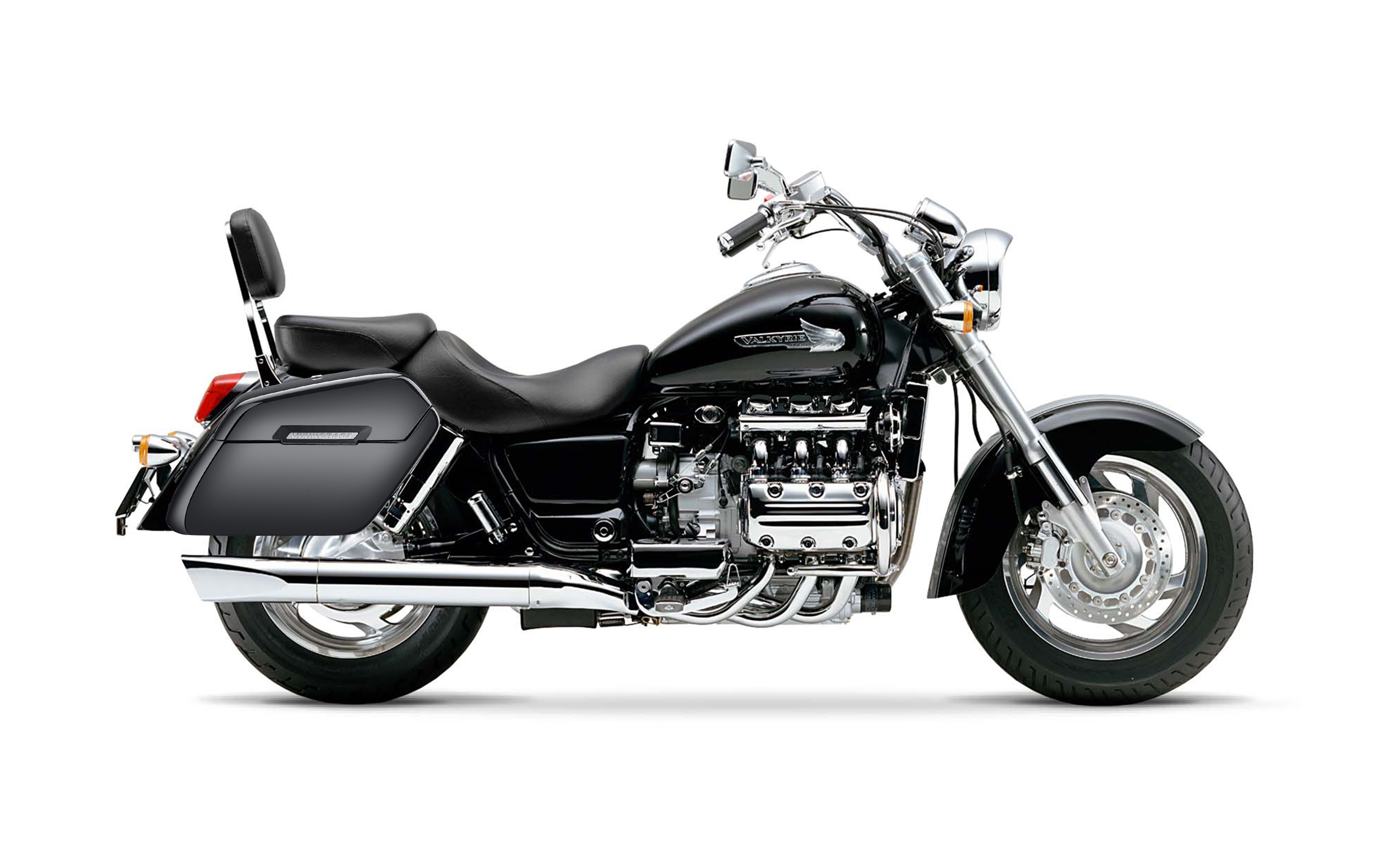 42L - Baldur XL Honda Valkyrie 1500 Standard Painted Hard Saddlebags Bag on Bike @expand