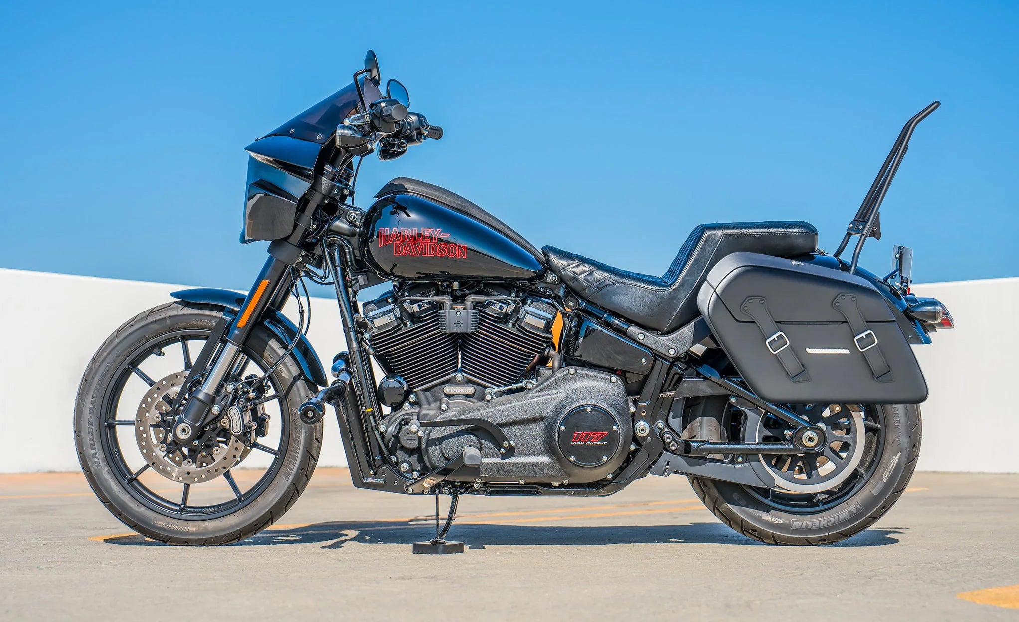 42L - Baldur XL Leather Wrapped Hard Saddlebags For 2025+ Harley Softail Low Rider S FXLRS Lifestyle @expand