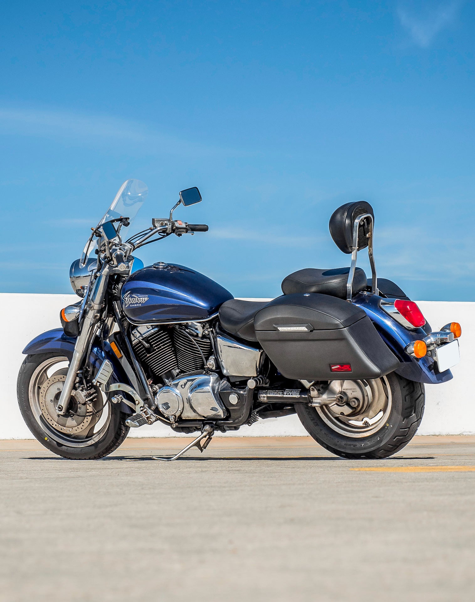 44L - Lamellar Stallion XL Honda Shadow 1100 Sabre Leather Wrapped Hard Saddlebags v1