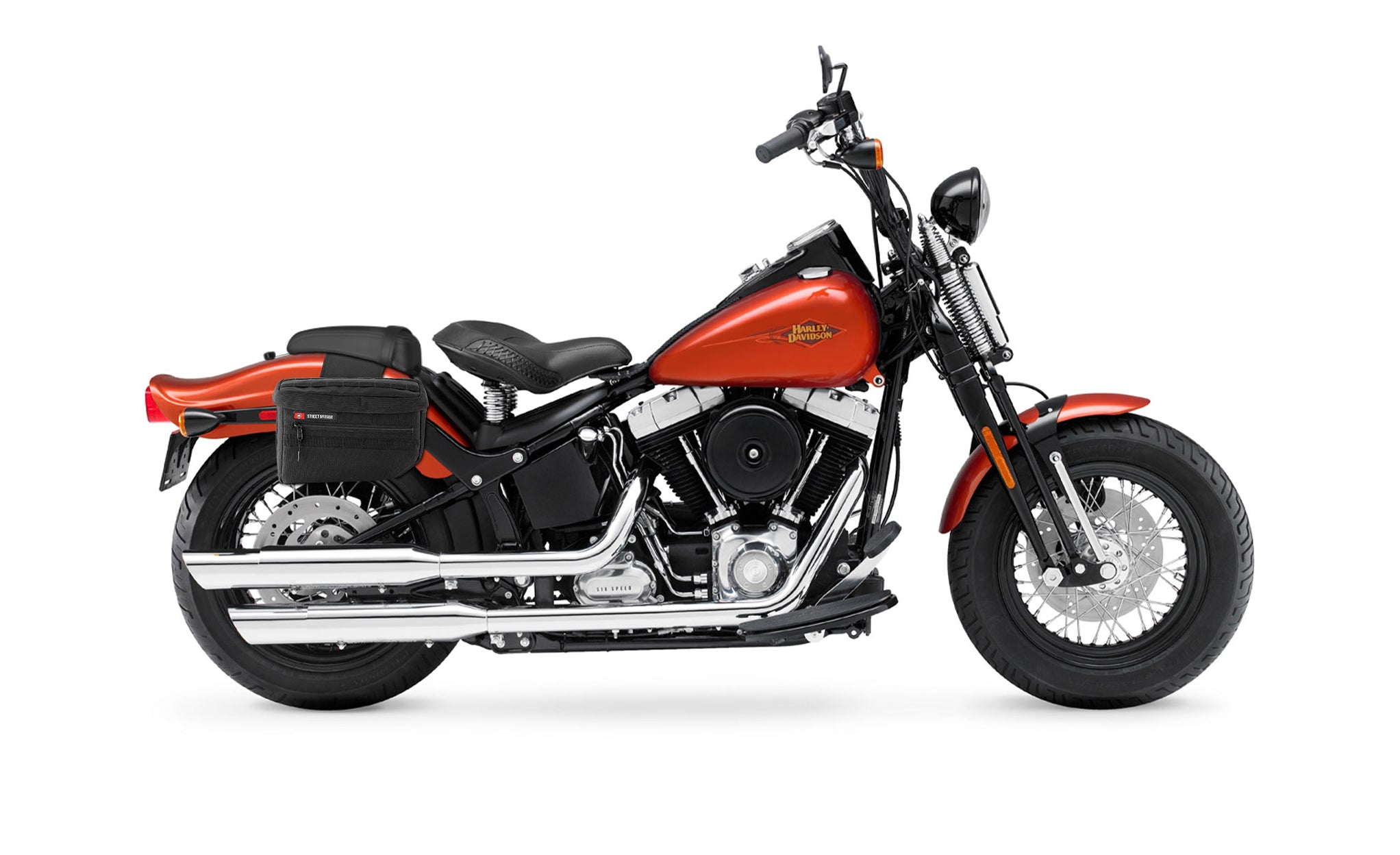 27L - Patriot Large Motorcycle Throw Over Saddlebags for Harley Softail Cross Bones FLSTSB Bag on Bike @expand