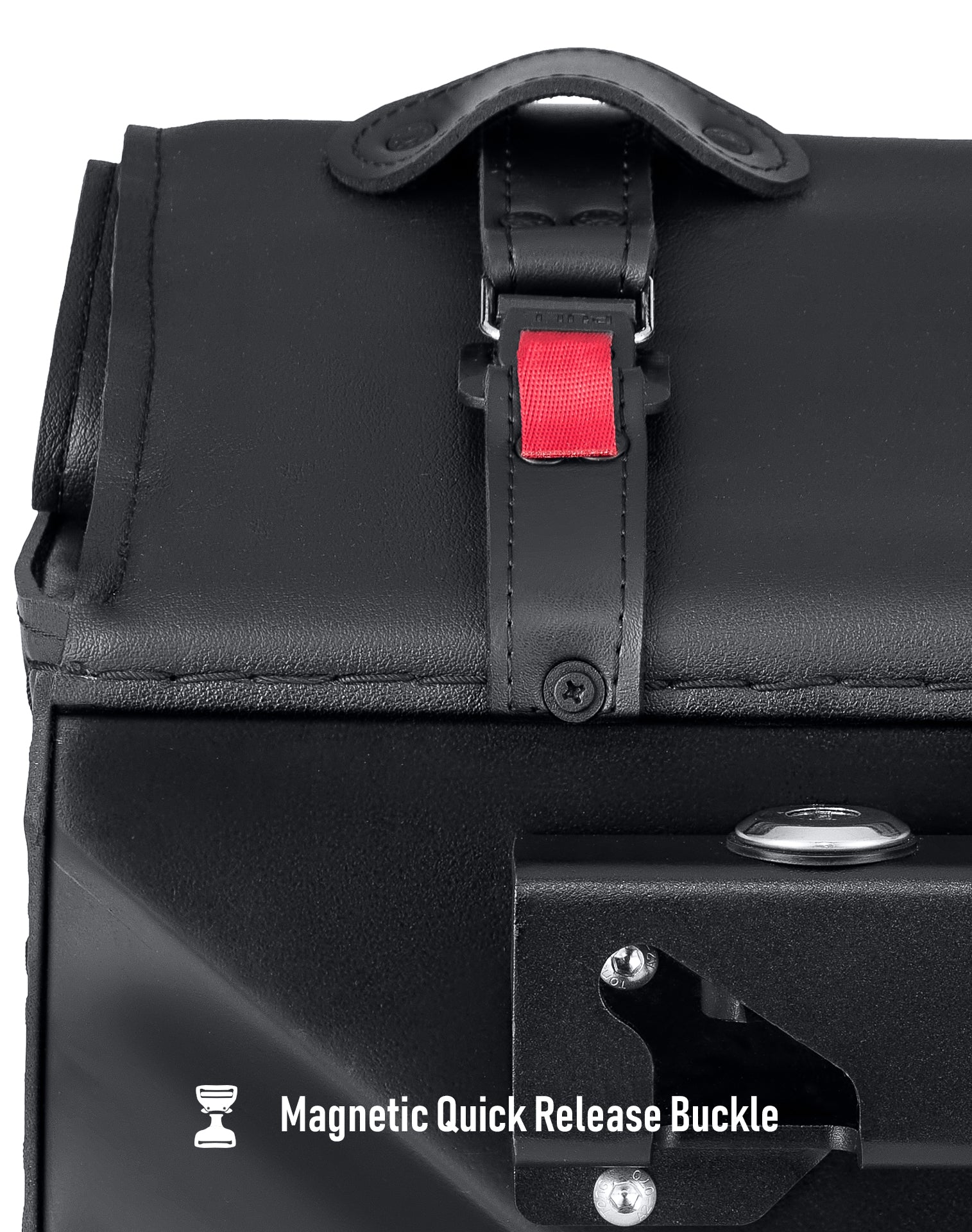 45L - Wilder XL Roll-Top Quick-Mount Shock-Cut Saddlebags For Harley Dyna Super Glide FXD/I Magnetic Quick Release Buckle