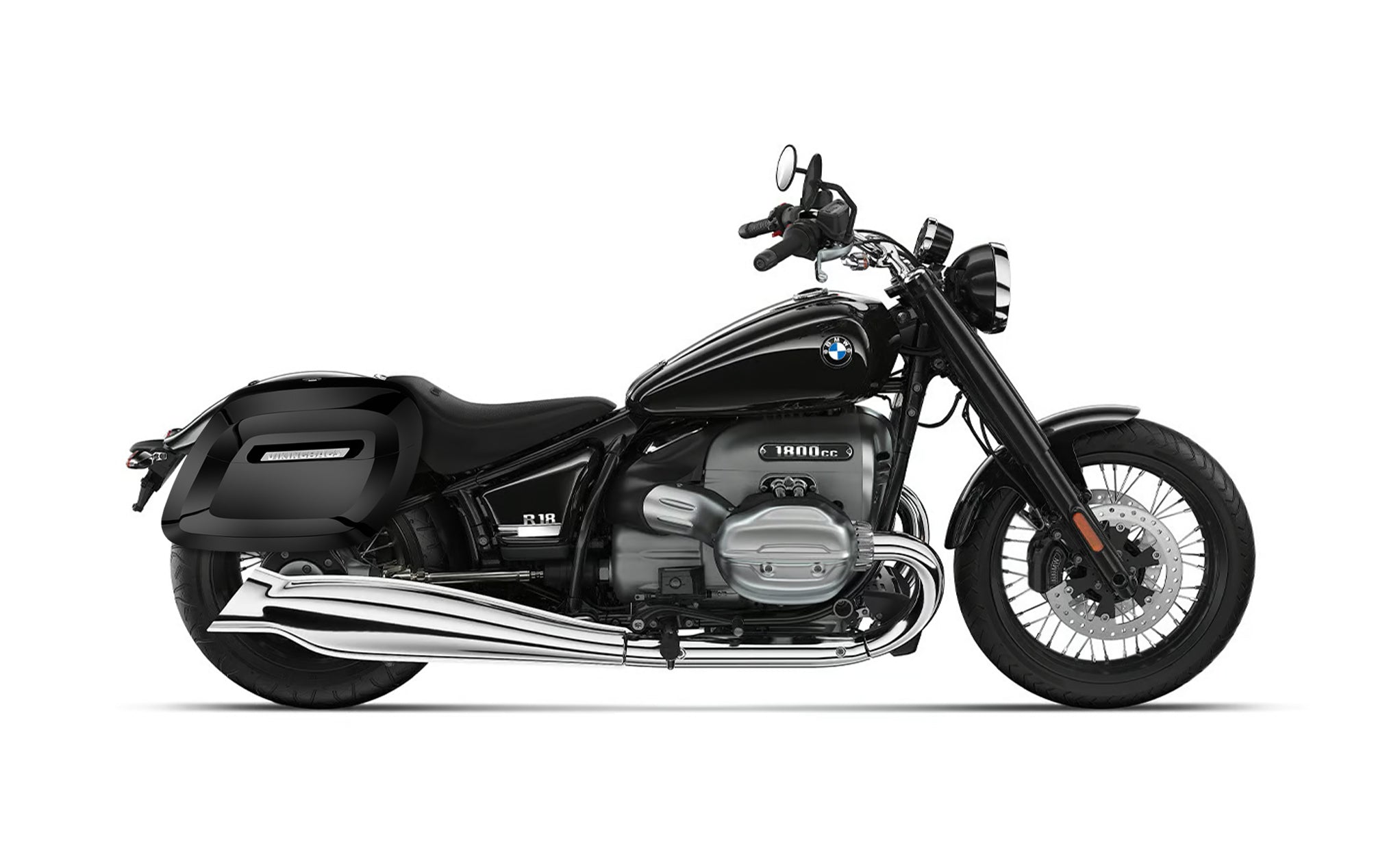 40L - Lamellar Raven Extra Large BMW R18 Painted Motorcycle Hard Saddlebags Bag on Bike @expand