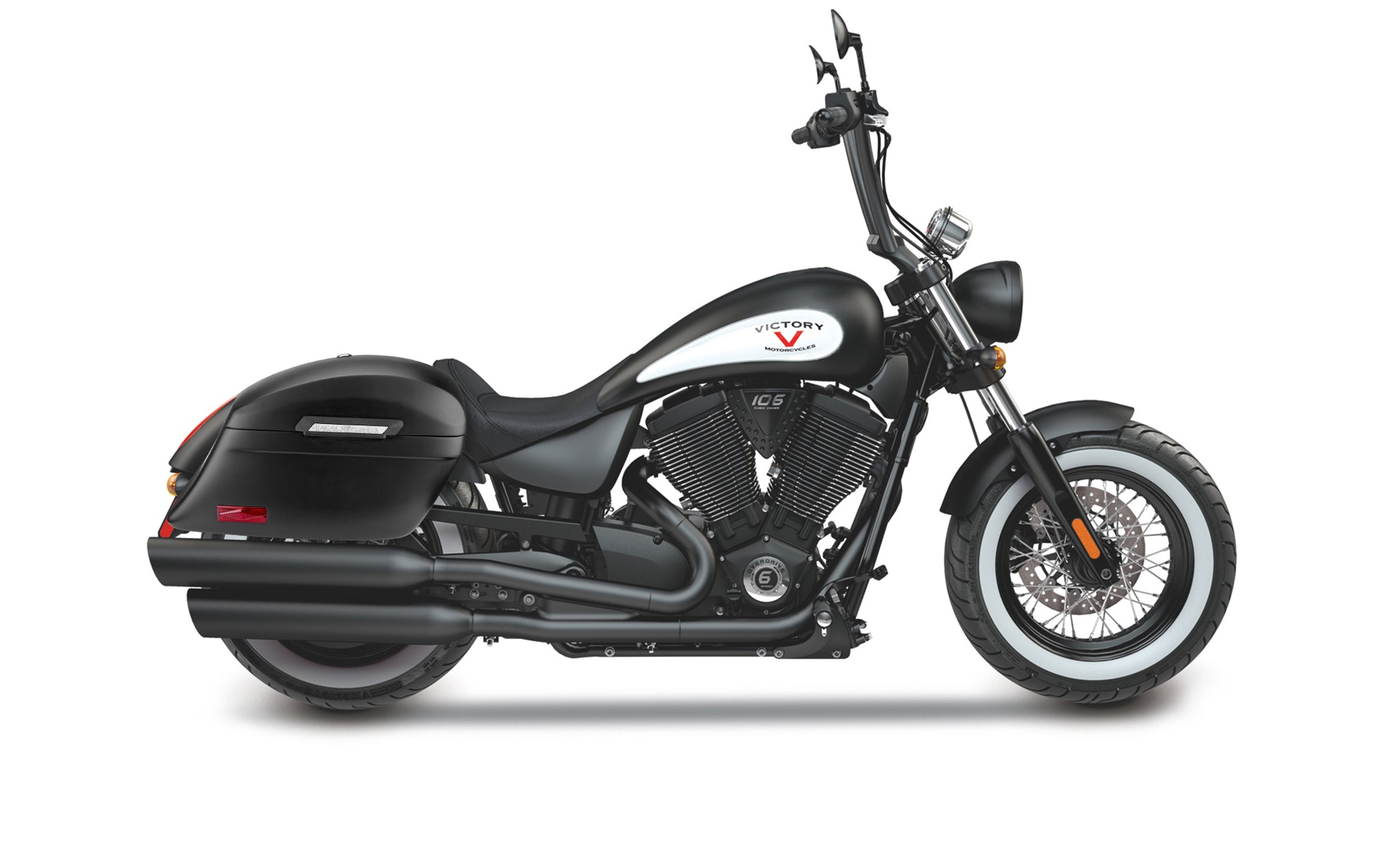 44L - Lamellar Stallion Extra Large Victory High Ball Matte Motorcycle Hard Saddlebags Bag on Bike @expand