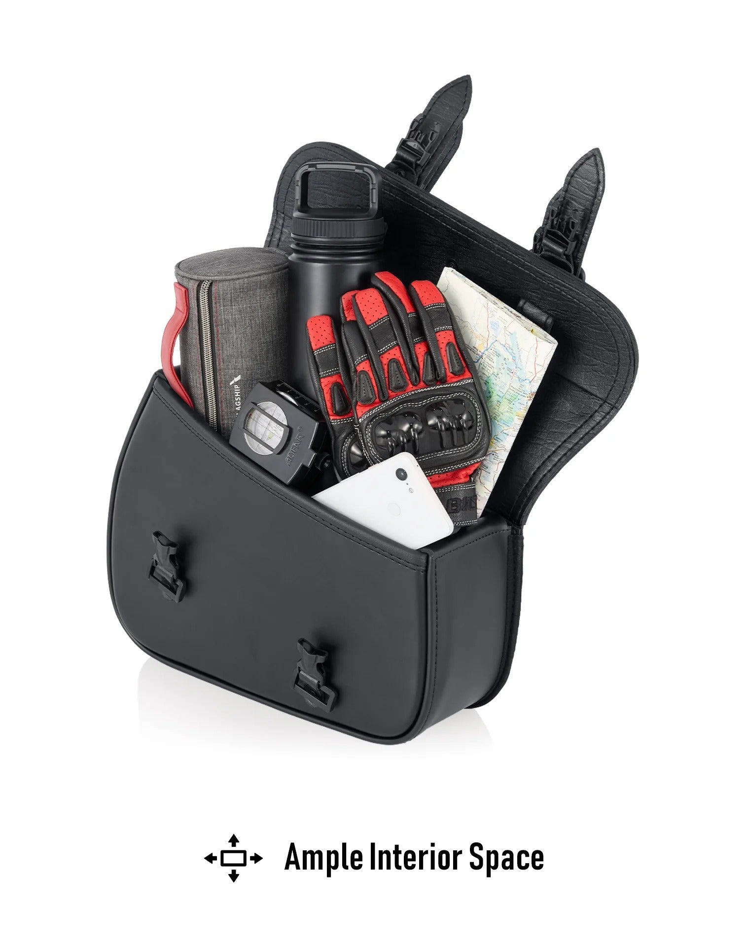 7L - Skold Leather Motorcycle Swing Arm Bag (Left Only) for Harley Sportster S (RH1250S) Ample Interior Space