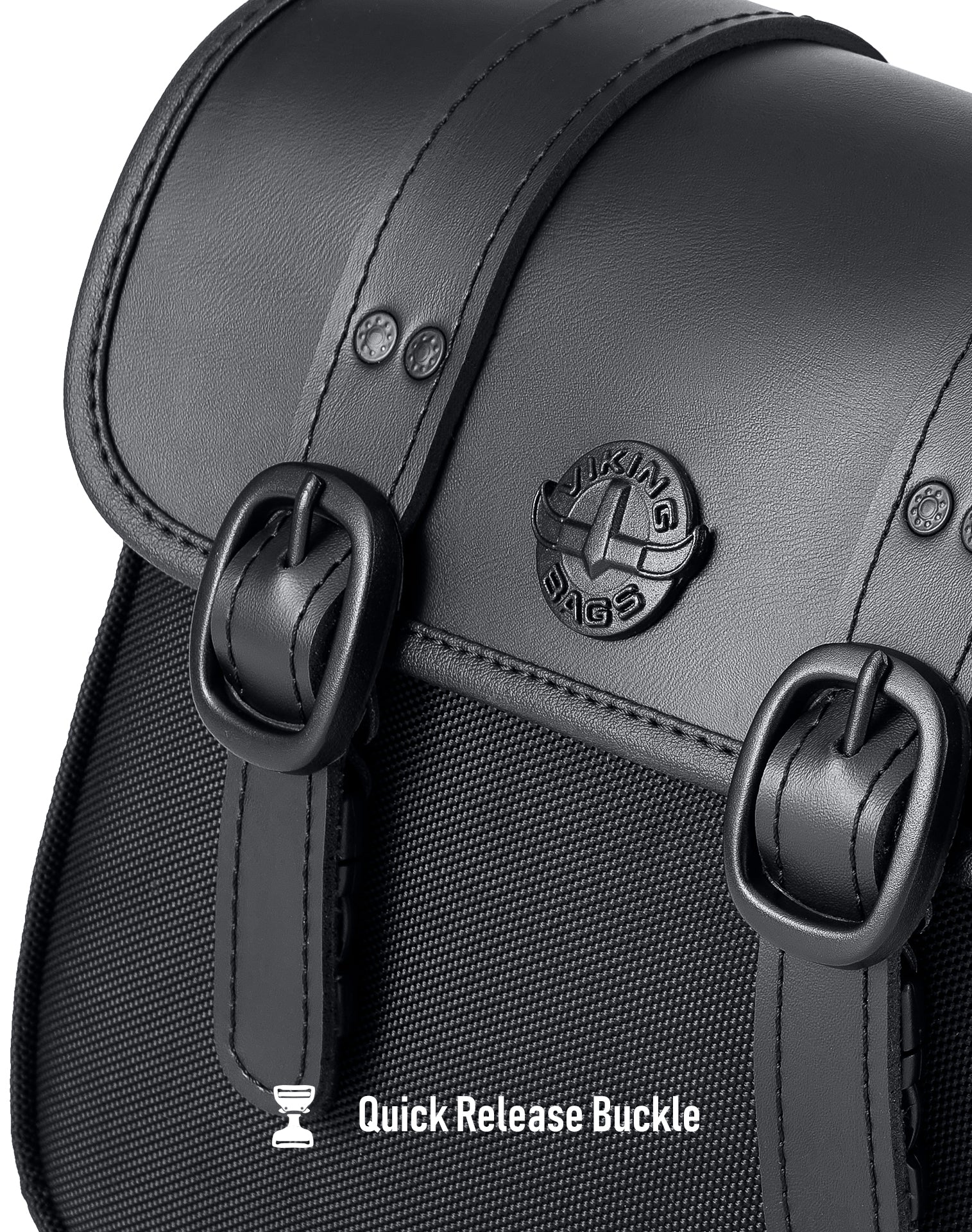 8L - Hawk Small Leather Saddlebags for Harley Dyna Street Bob FXDB/I Quick Release Buckle