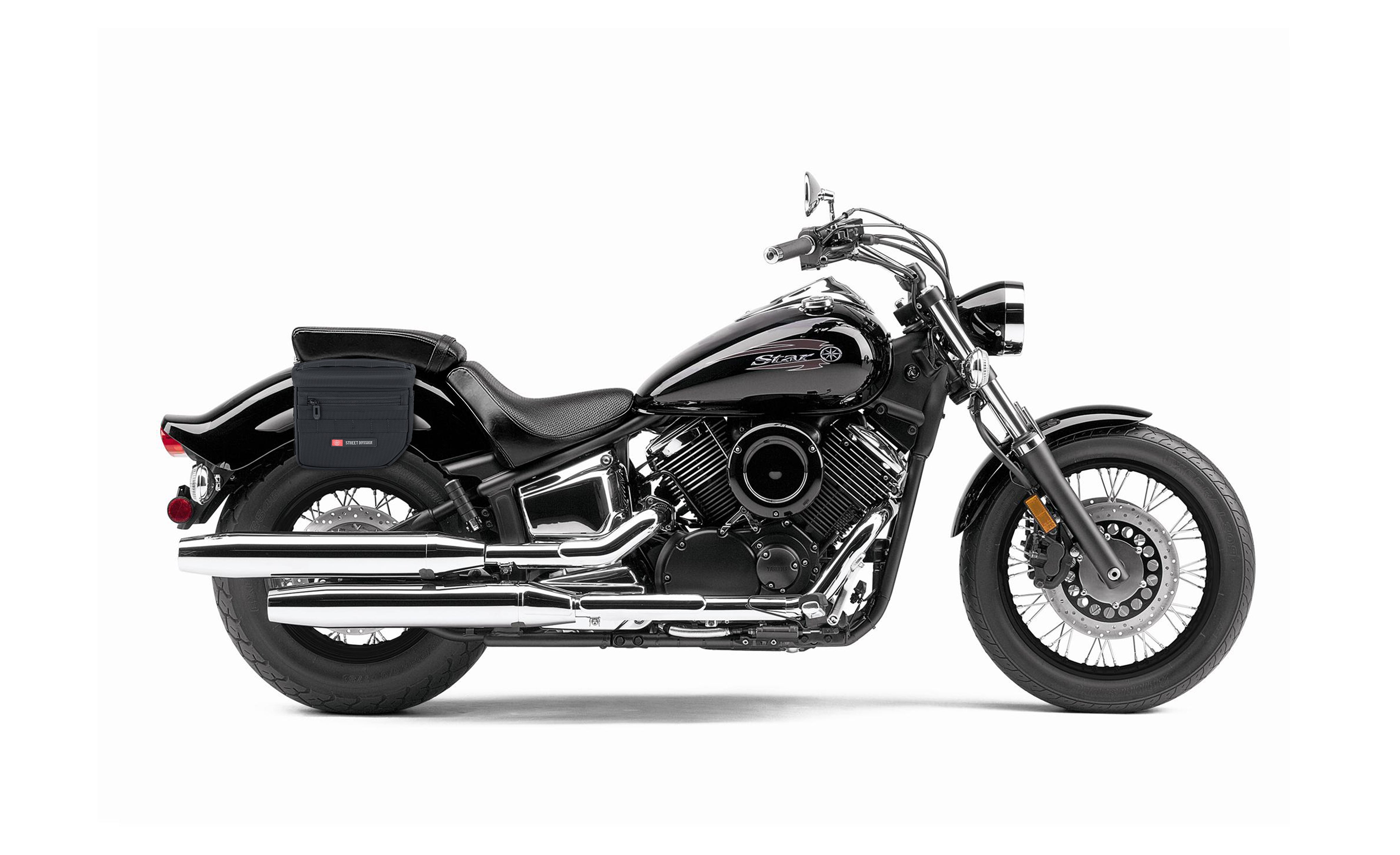 8L - Patriot Small Throw Over Saddlebags for Yamaha V Star 1100 Custom XVS11T Bag on Bike @expand