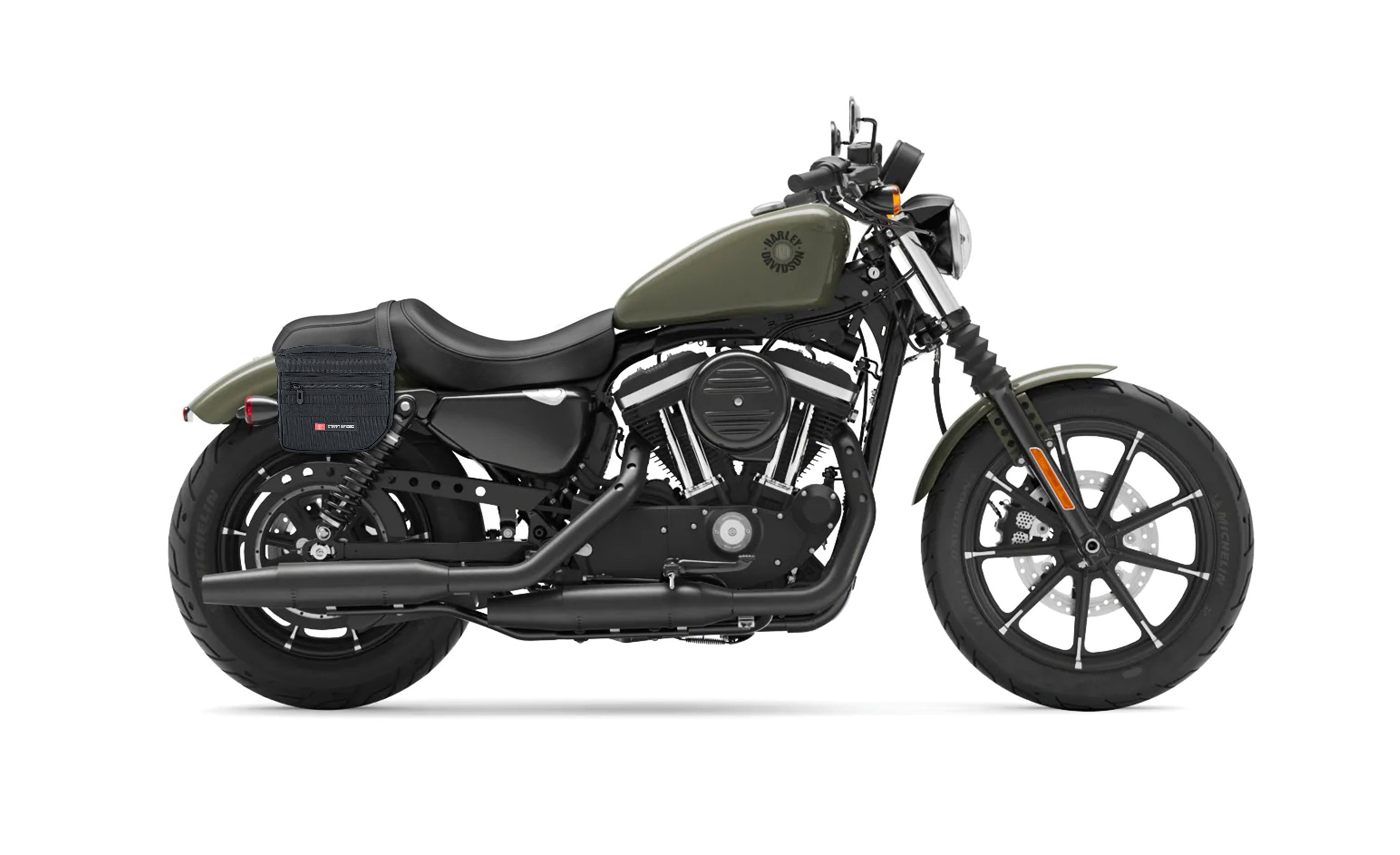 8L - Patriot XS Throw Over Saddlebags for Harley Sportster 883 Iron XL883N Bag on Bike @expand