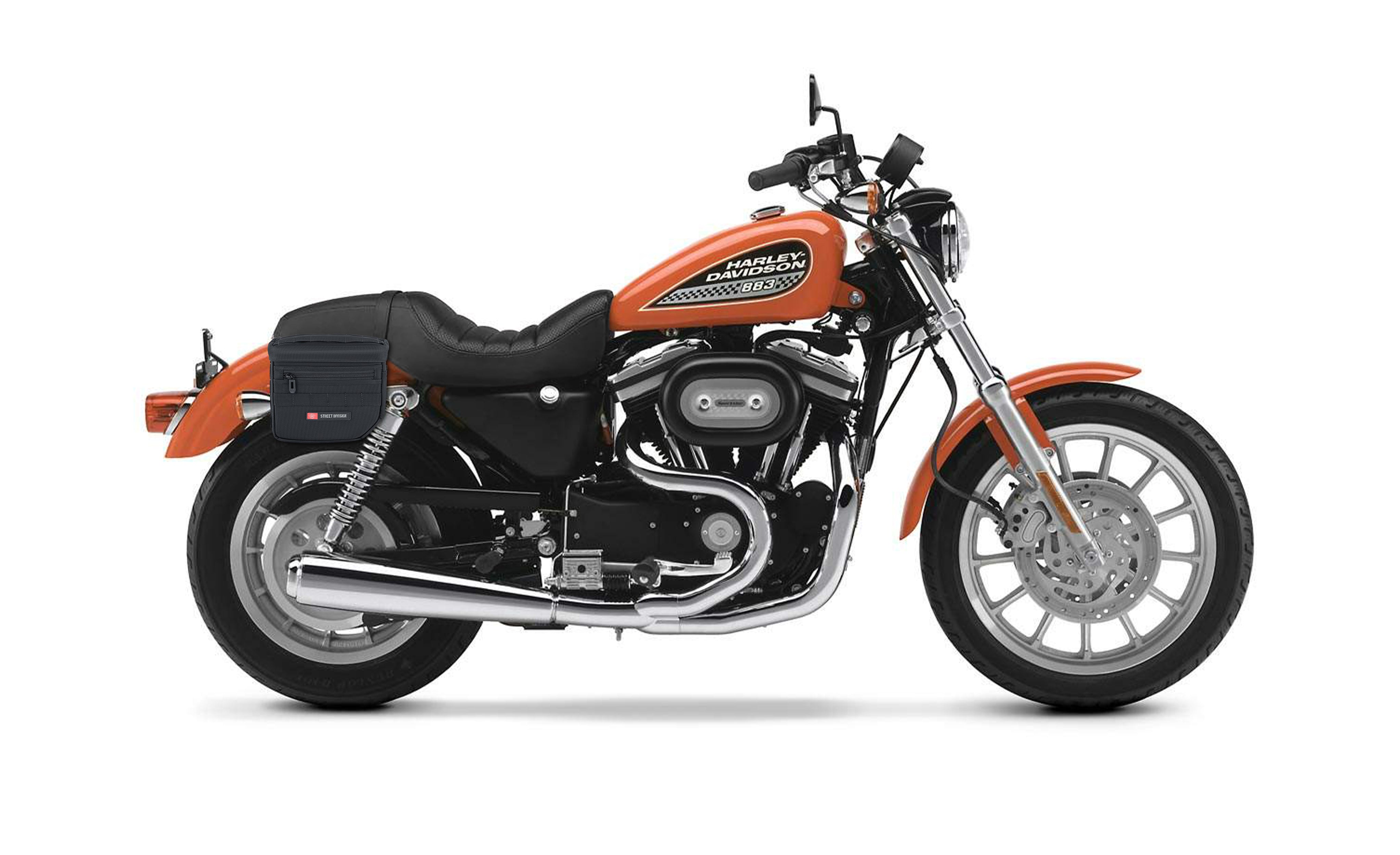 8L - Patriot XS Throw Over Saddlebags for Harley Sportster 883 Low XL883L Bag on Bike @expand