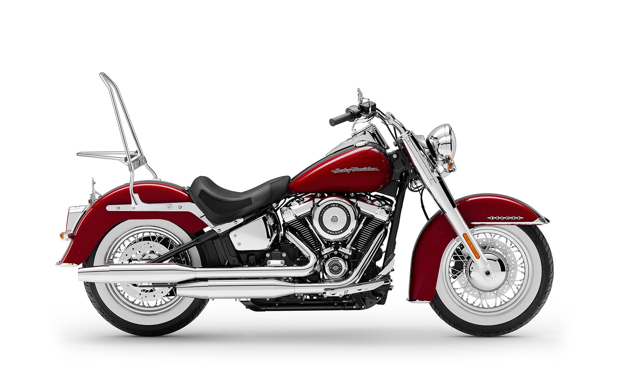 Iron Born Blade 25" Sissy Bar w/ Foldable Luggage Rack for Harley Softail Deluxe FLDE Chrome Luggage Rack on Bike View @expand