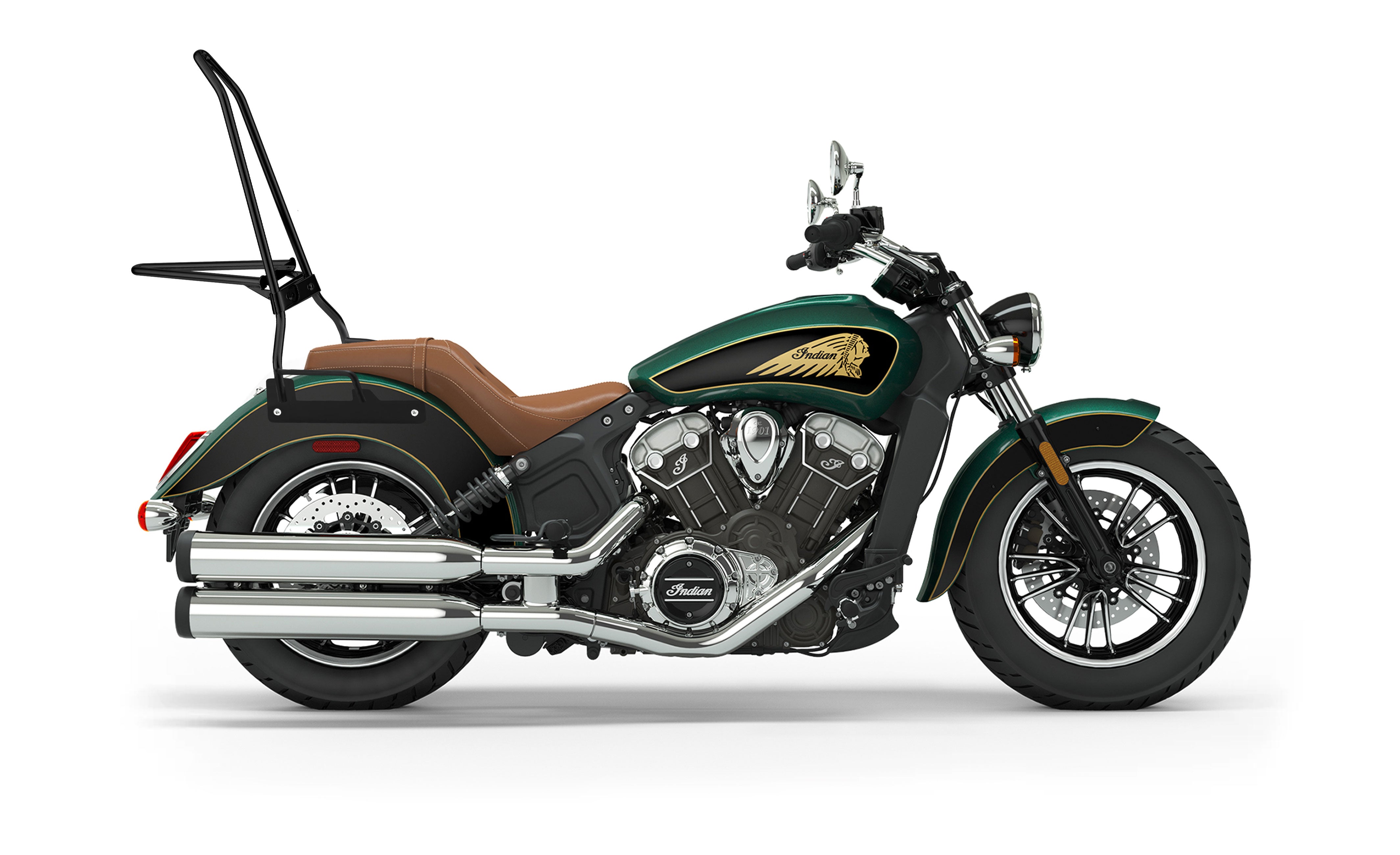 Iron Born Blade 25" Indian Scout Sixty Sissy Bar with Foldable Luggage Rack Matte Black Luggage Rack on Bike View @expand