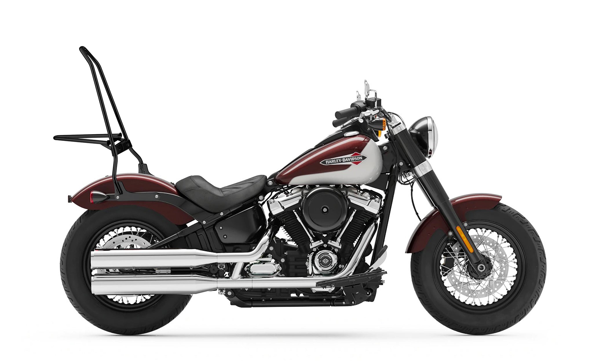 Iron Born Blade 25" Sissy Bar with Foldable Luggage Rack for Harley Softail Slim Matte Black Luggage Rack on Bike View @expand