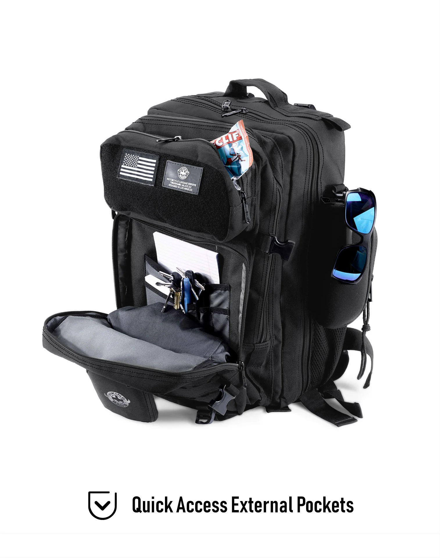 45L - Tactical XL Motorcycle Backpack for Harley Davidson External Pockets