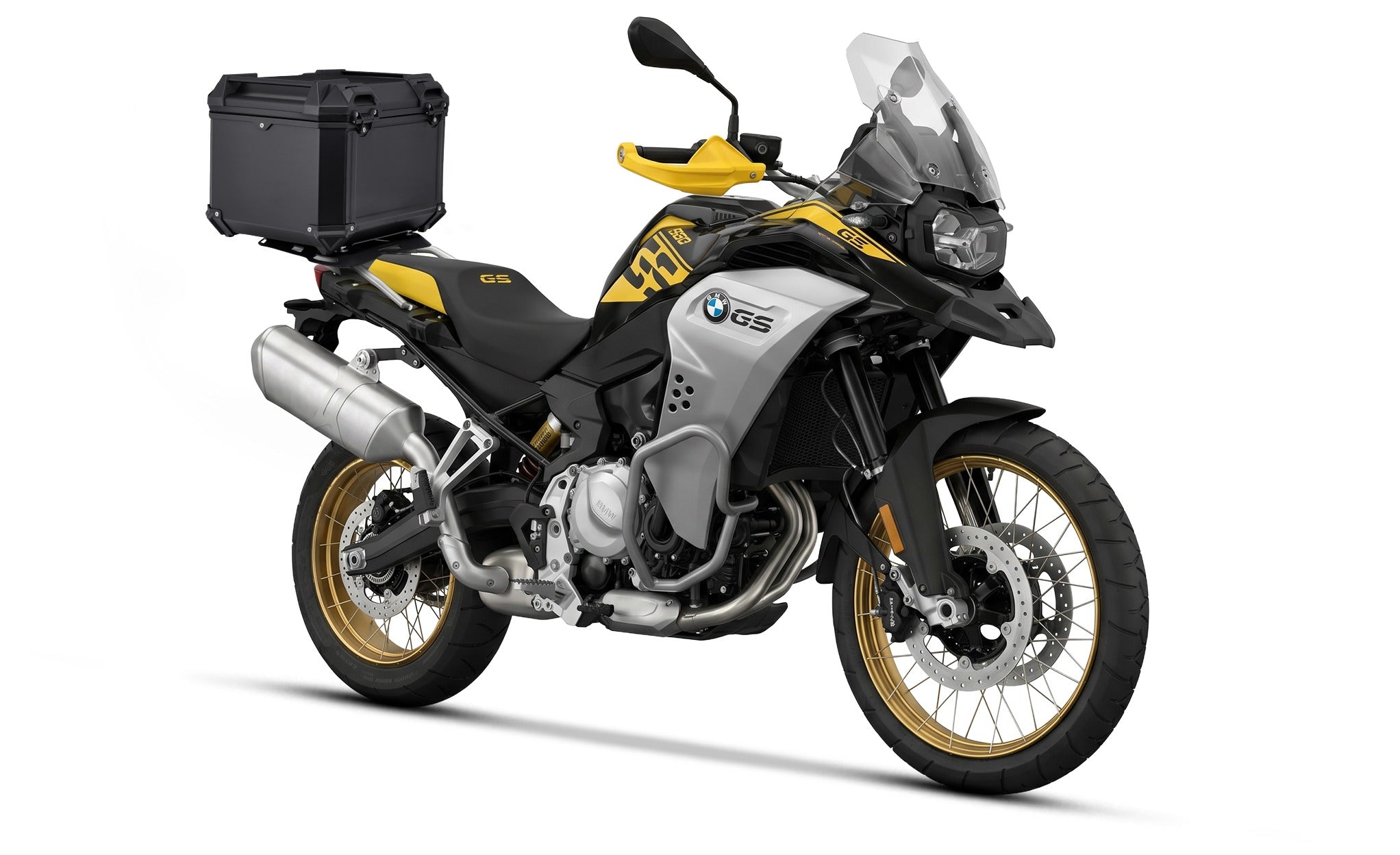 38L - Apex XL BMW F 850 GS Adventure Aluminum Top Case Black Top Case on Bike @expand