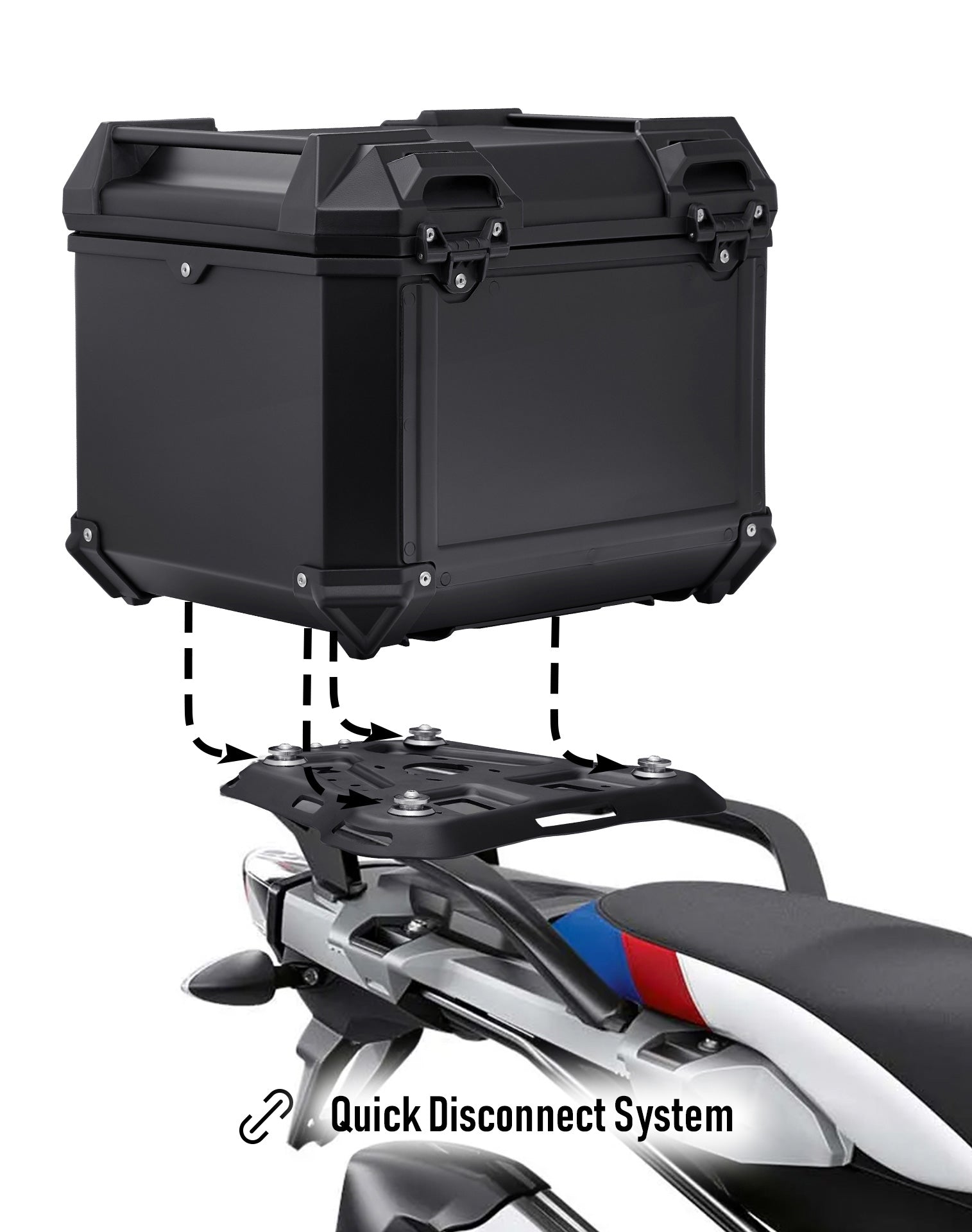 38L - Apex XL BMW F 850 GS Adventure Aluminum Top Case Black Quick Disconnect System