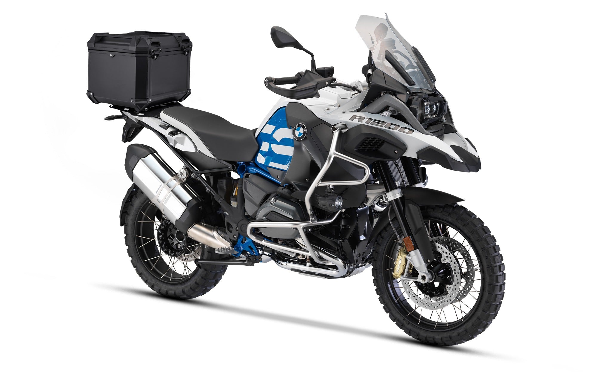 38L - Apex XL BMW R 1200 GS Adventure Aluminum Top Case Black Top Case on Bike @expand