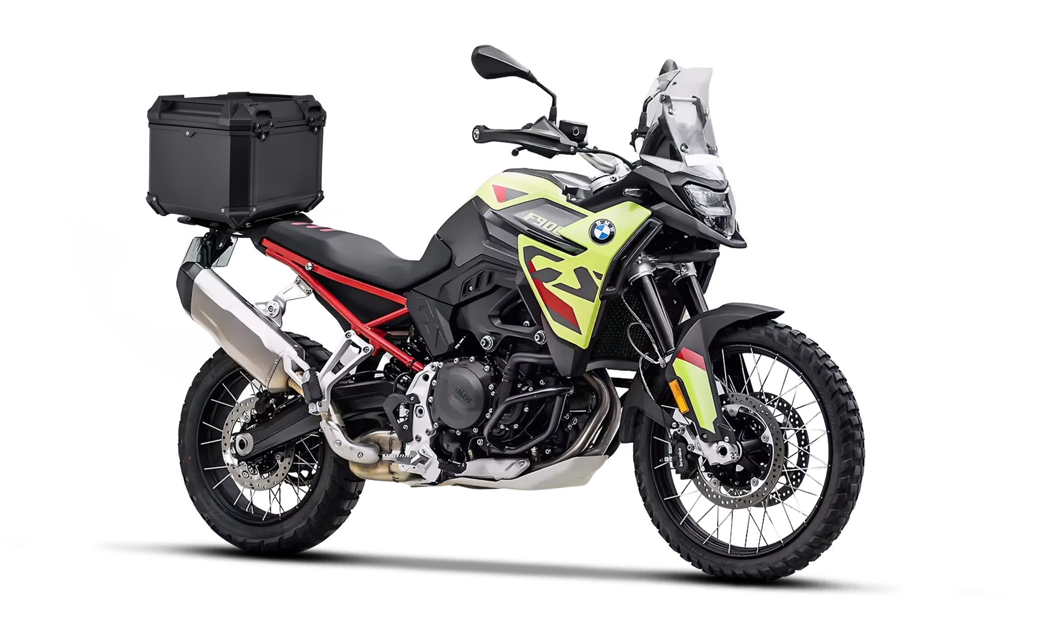 38L - Apex XL BMW F 900 GS Aluminum Top Case Black Bag on Bike @expand