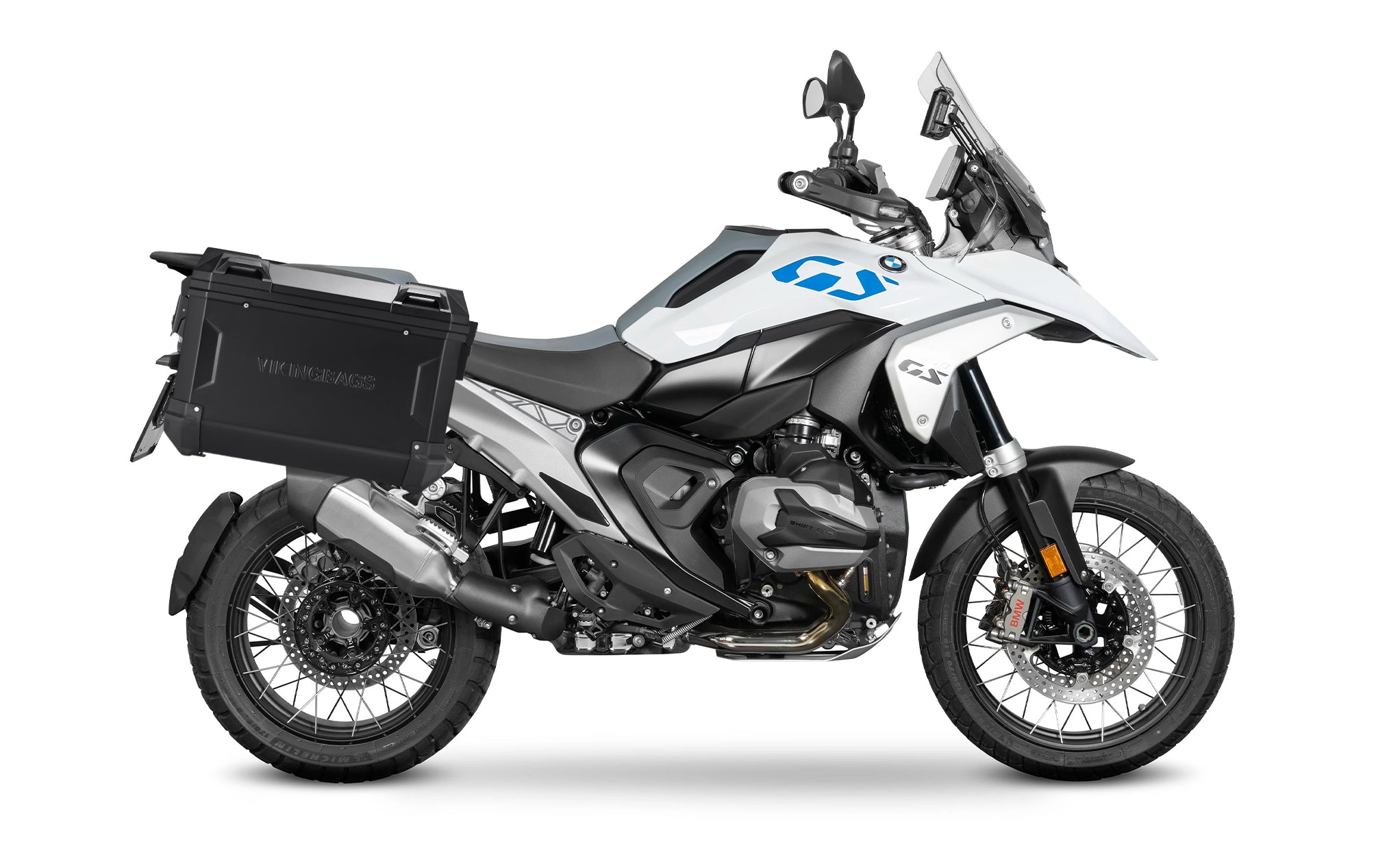 45L - Apex XL BMW R 1300 GS Aluminum Side Cases Black Bag on Bike @expand