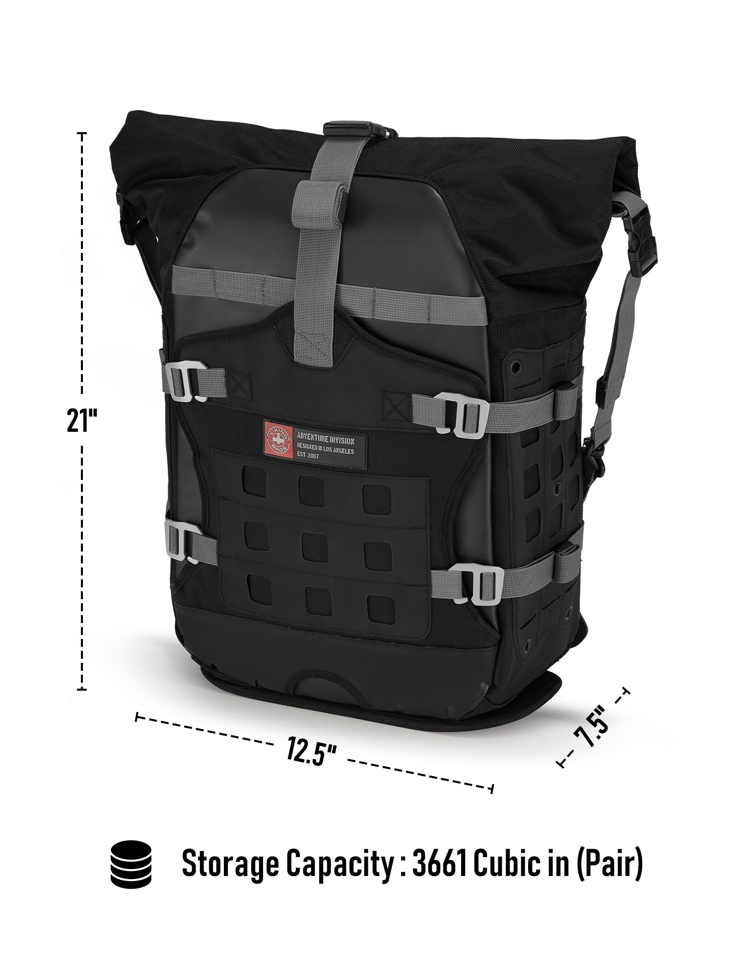 60L - Apex 450 ADV Touring Panniers Storage Capacity