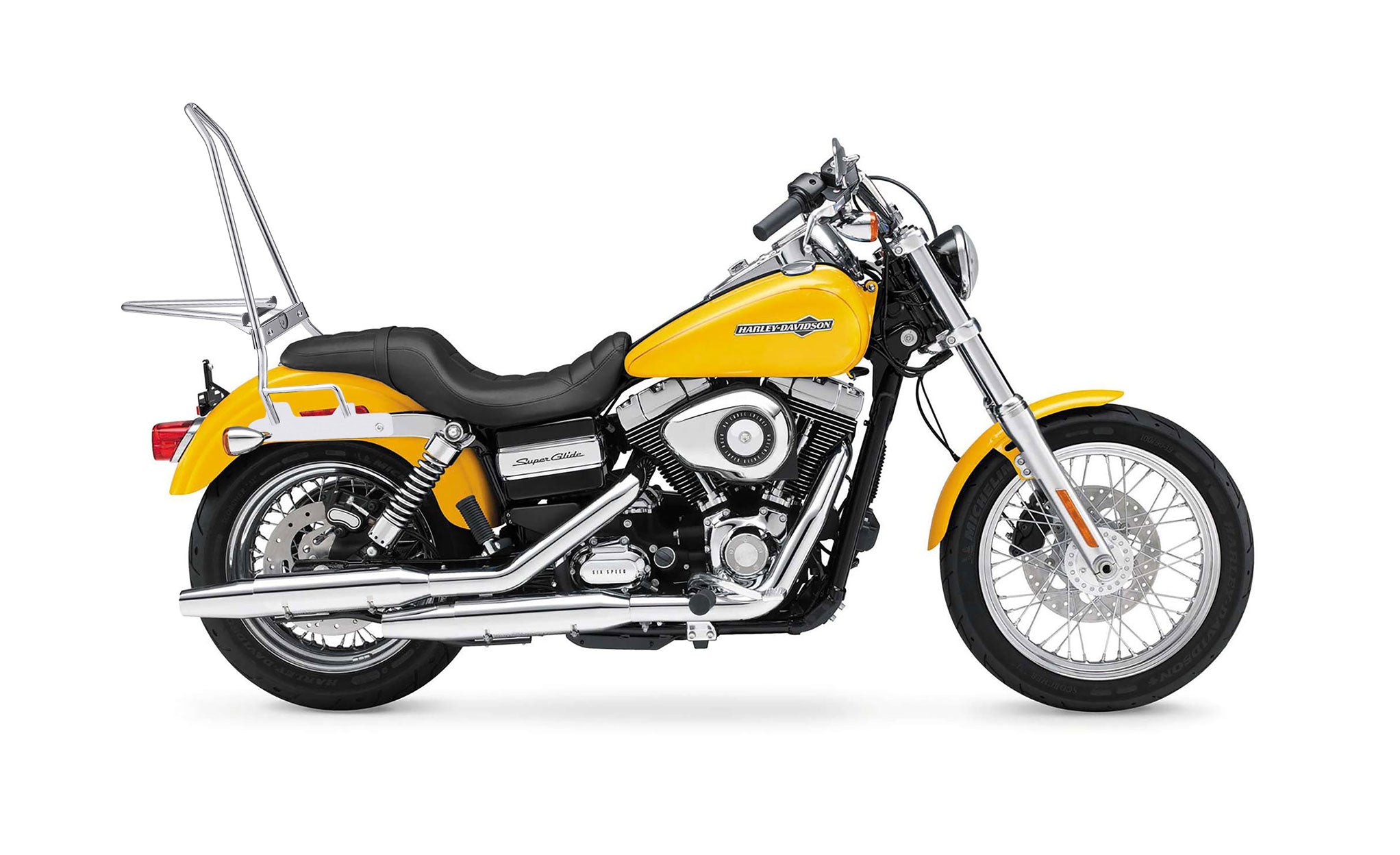 Iron Born Blade 25" Sissy Bar with Foldable Luggage Rack for Harley Dyna Super Glide FXD Chrome Luggage Rack on Bike View @expand