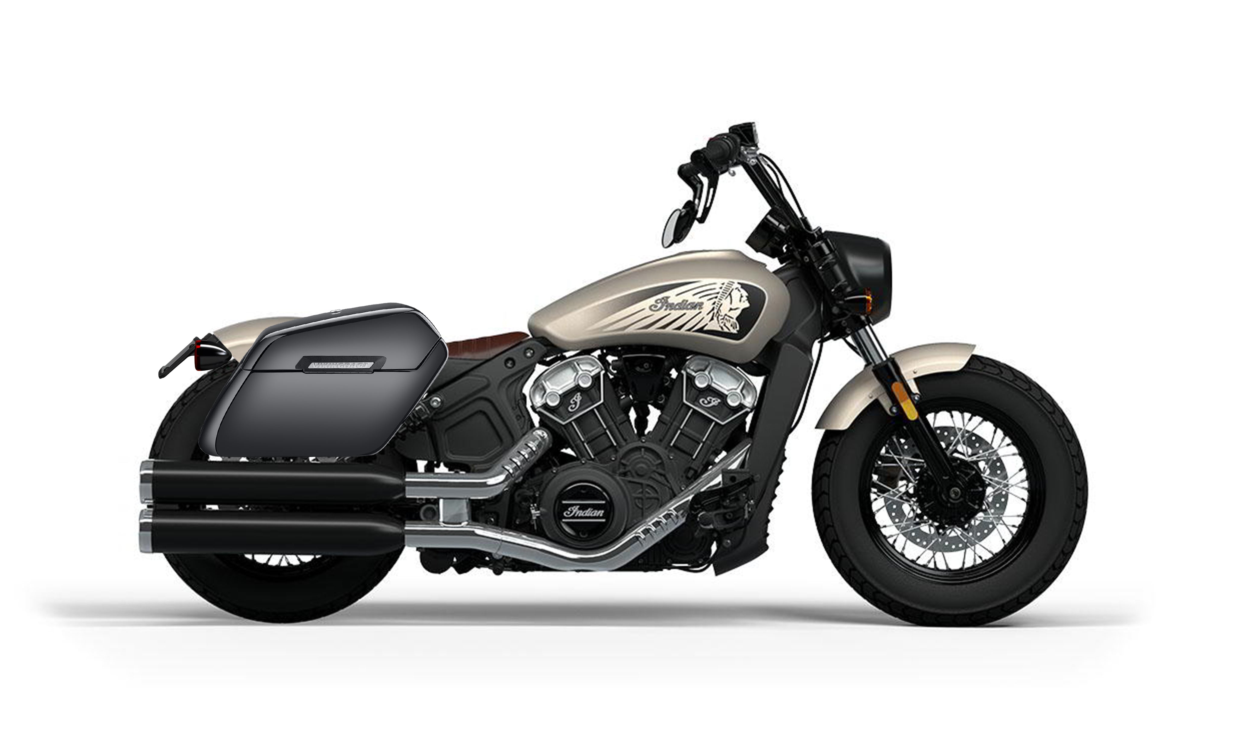 38L - Baldur XL Shock-Cutout Indian Scout Bobber Twenty Painted Hard Saddlebags Bag on Bike @expand