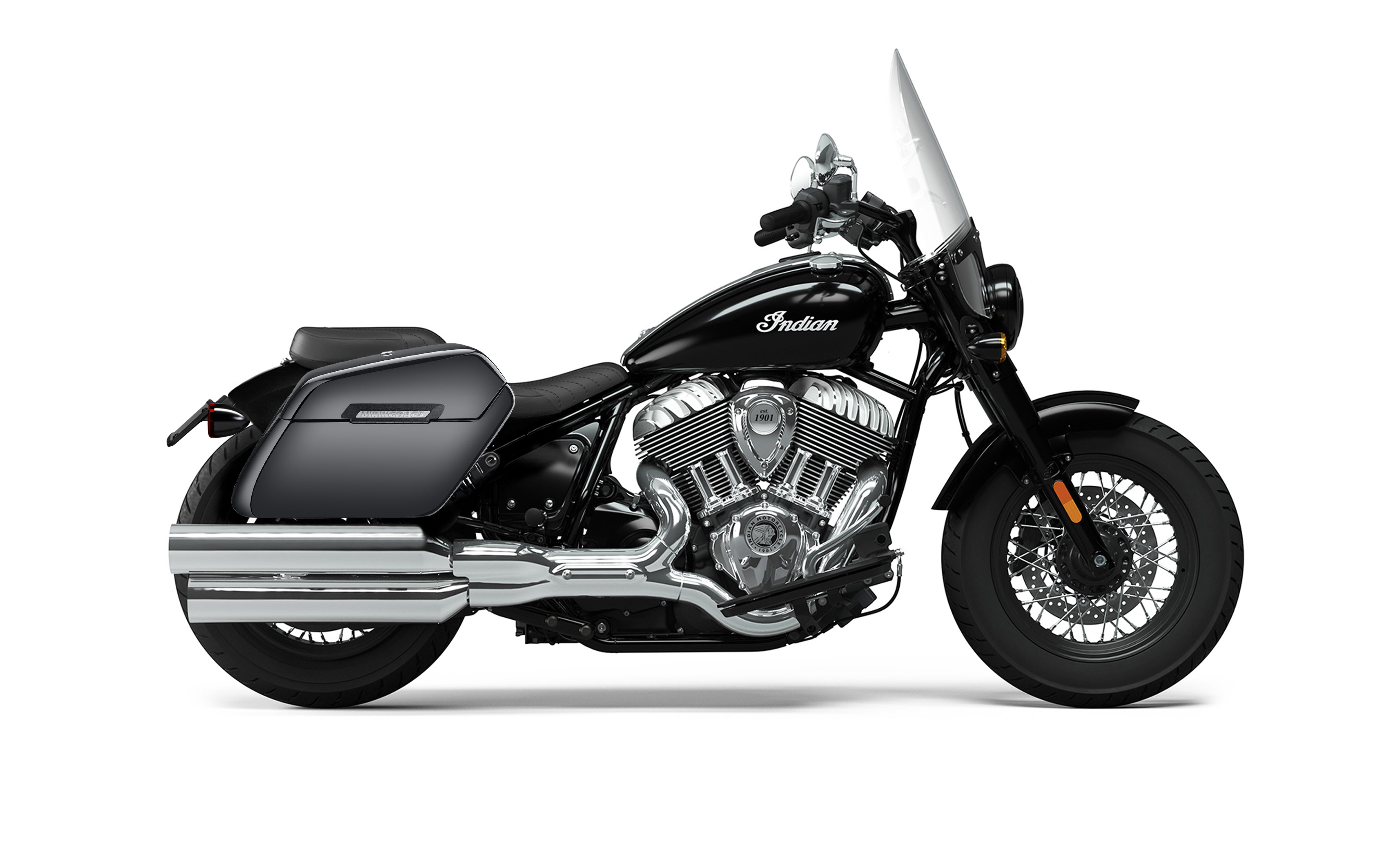 38L - Baldur XL Shock-Cutout Indian Super Chief Limited Painted Hard Saddlebags Bag on Bike @expand