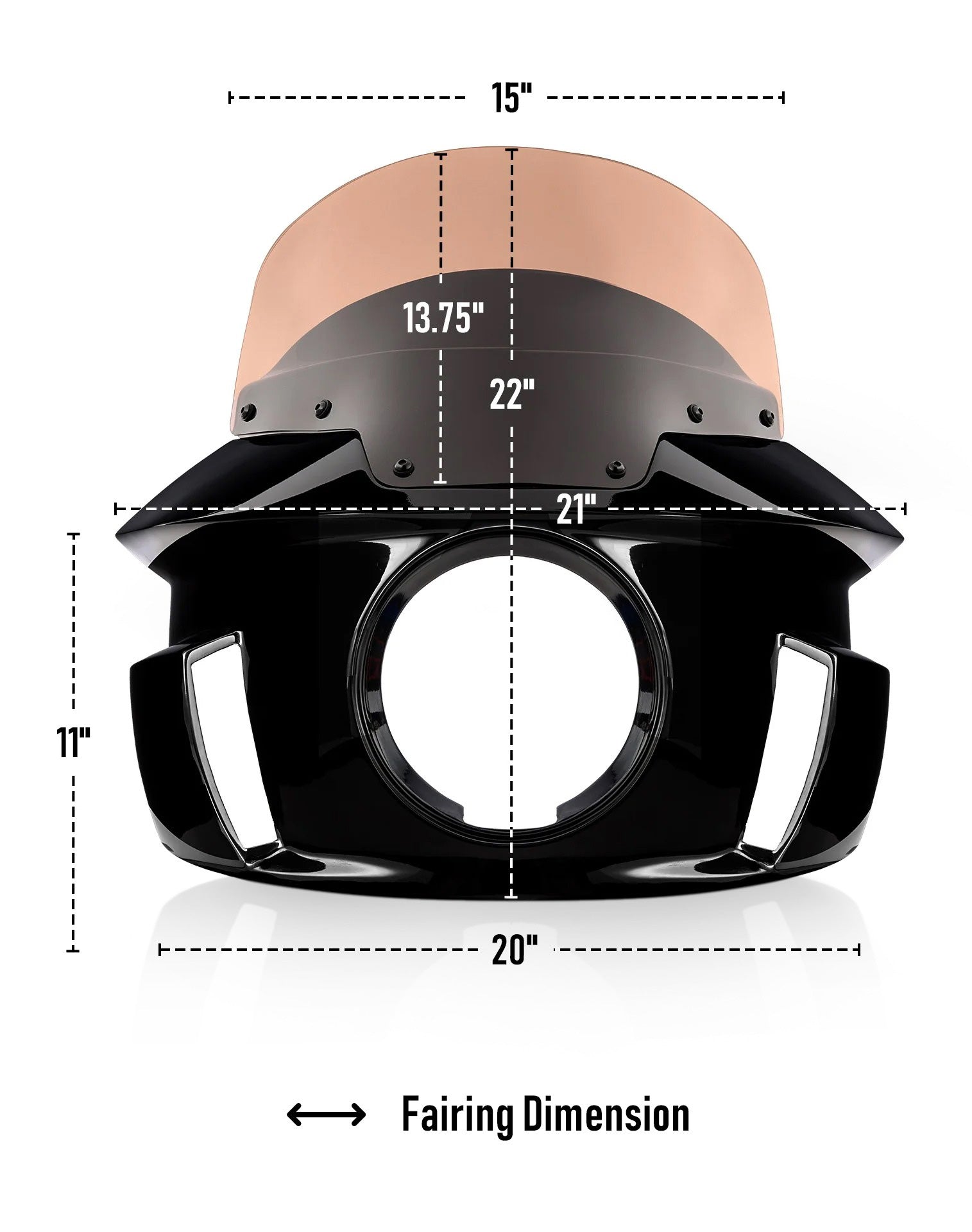 Viking Darkin Motorcycle Fairing For Harley Softail Low Rider S FXLRS Gloss Black dimensions