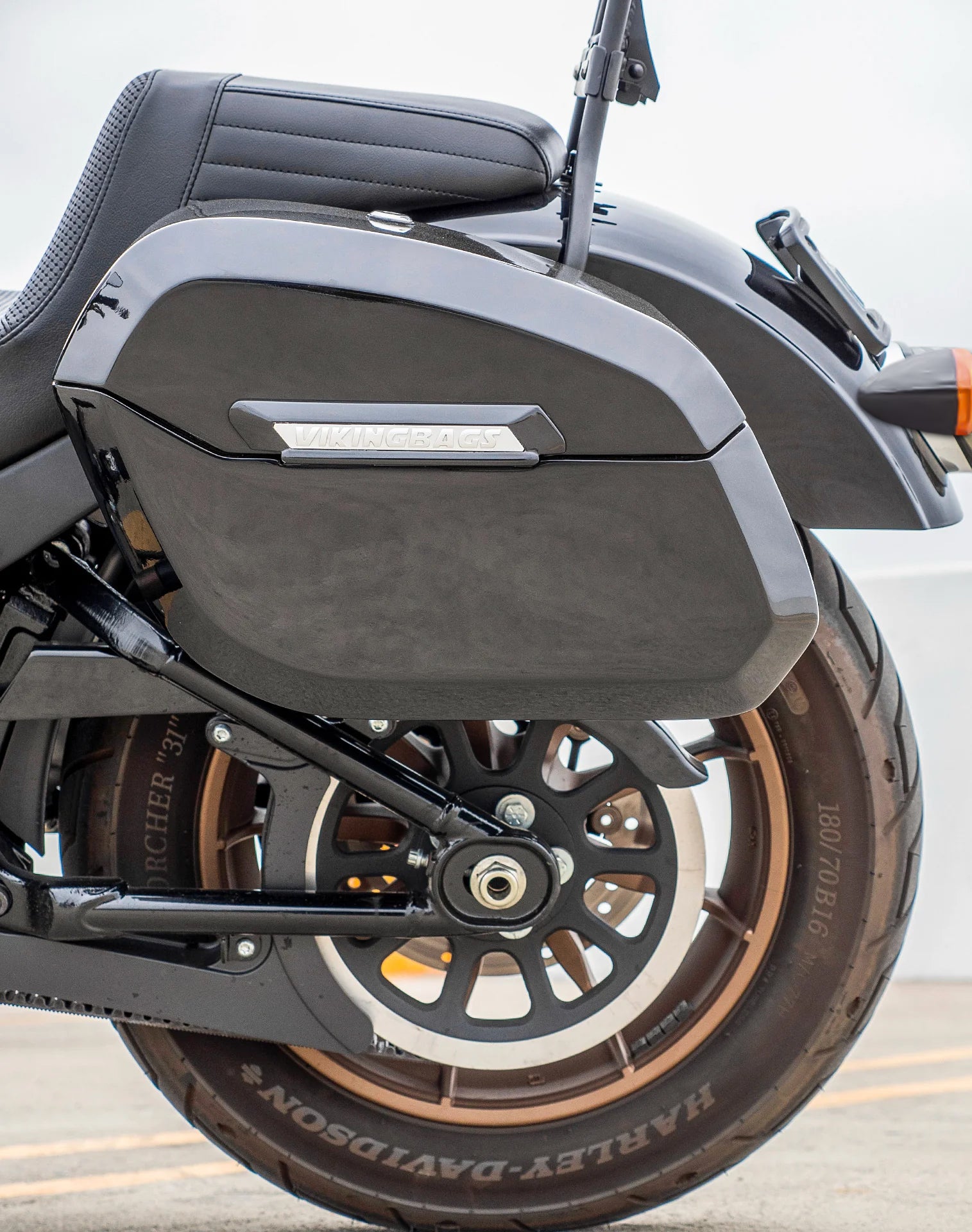 32L - Darkin Large Quick Mount Painted Hard Saddlebags for 2025+ Harley Softail Low Rider S FXLRS Lifstyle Vertical 2