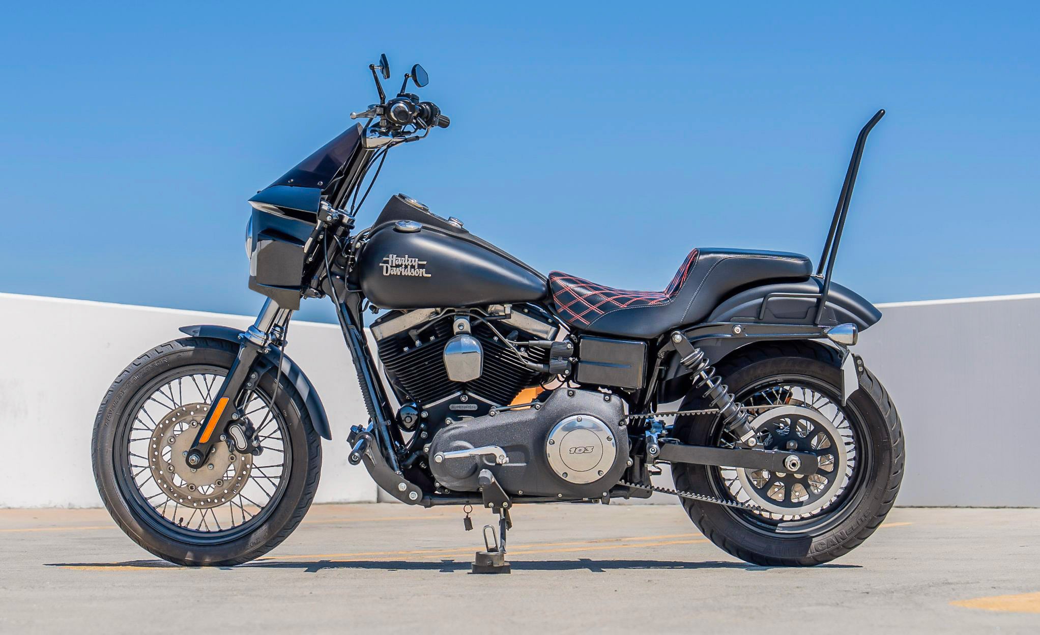 Viking Darkin Motorcycle Fairing for Harley Dyna Low Rider FXDL Gloss Black Lifestyle @expand