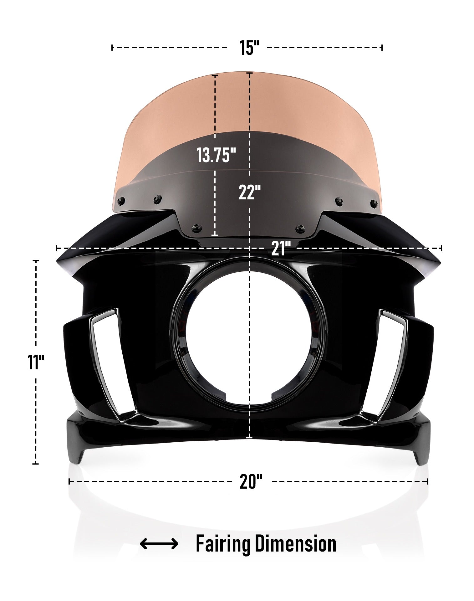 Viking Darkin Motorcycle Fairing for Harley Softail Street Bob Gloss Black Dimensions