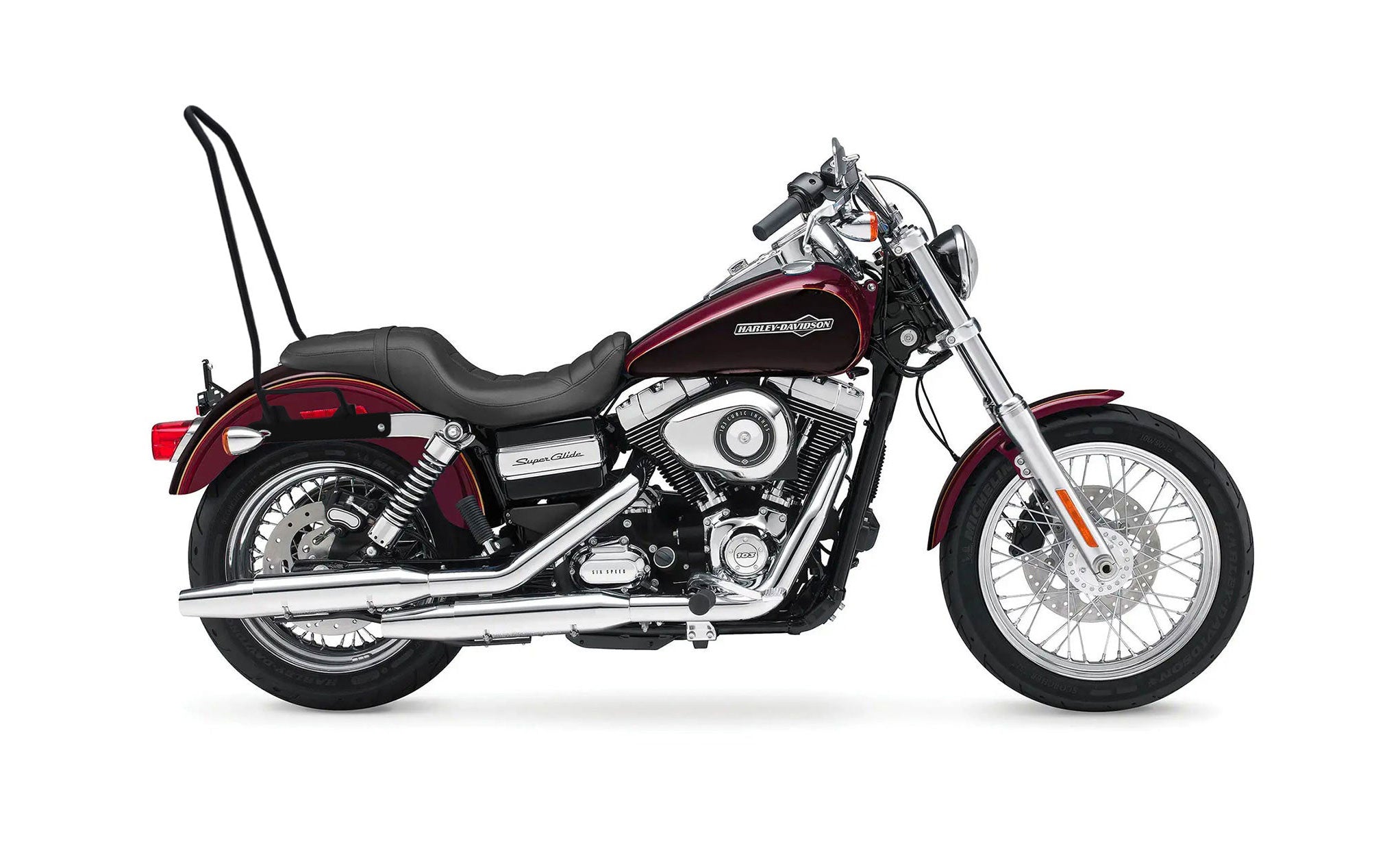 Iron Born Blade 25" Sissy Bar for Harley Dyna Super Glide Custom FXDC/I Matte Black Bag on Bike @expand