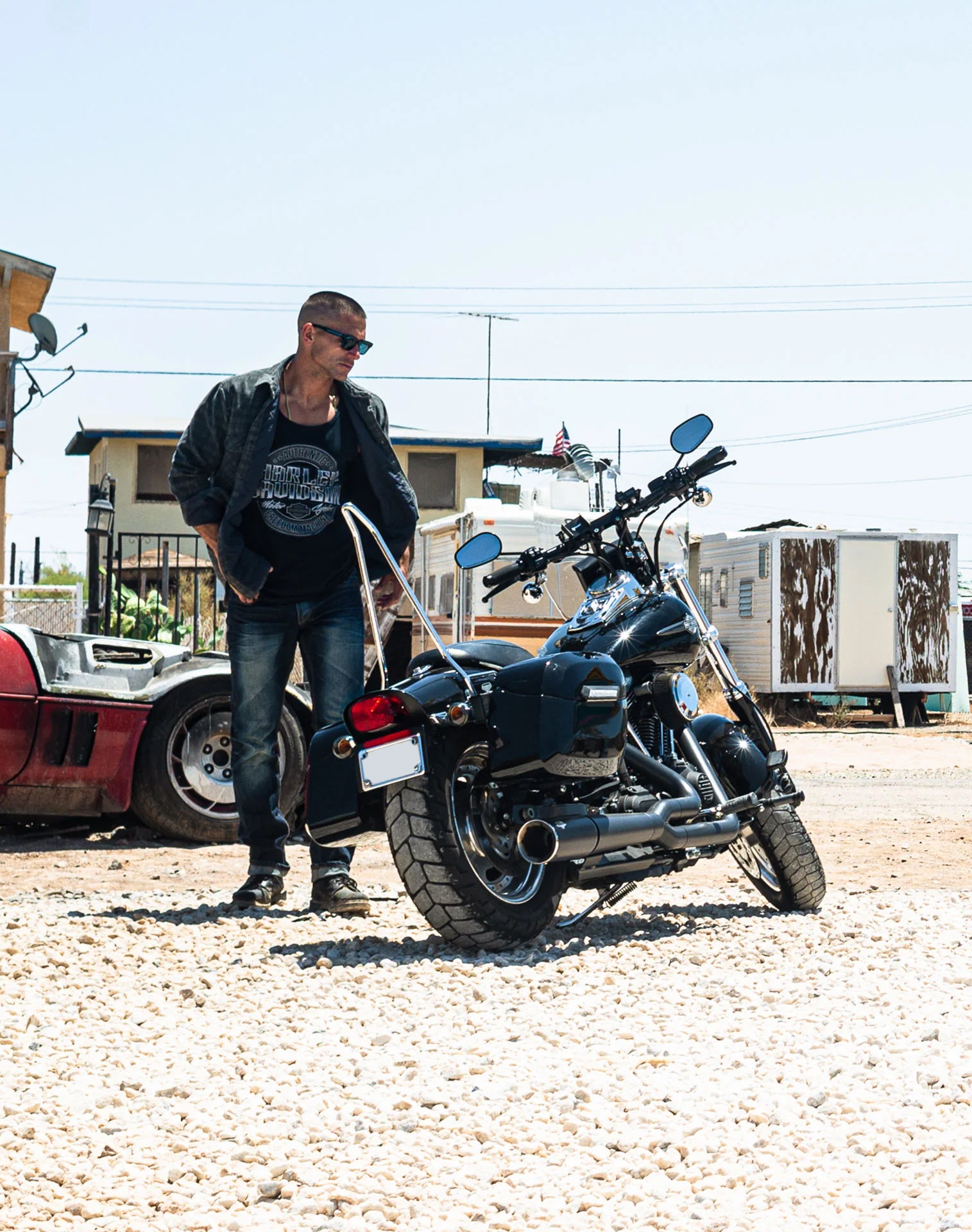 Harley Davidson Dyna Super Glide FXD/I Sissy Bars Vertical Banner