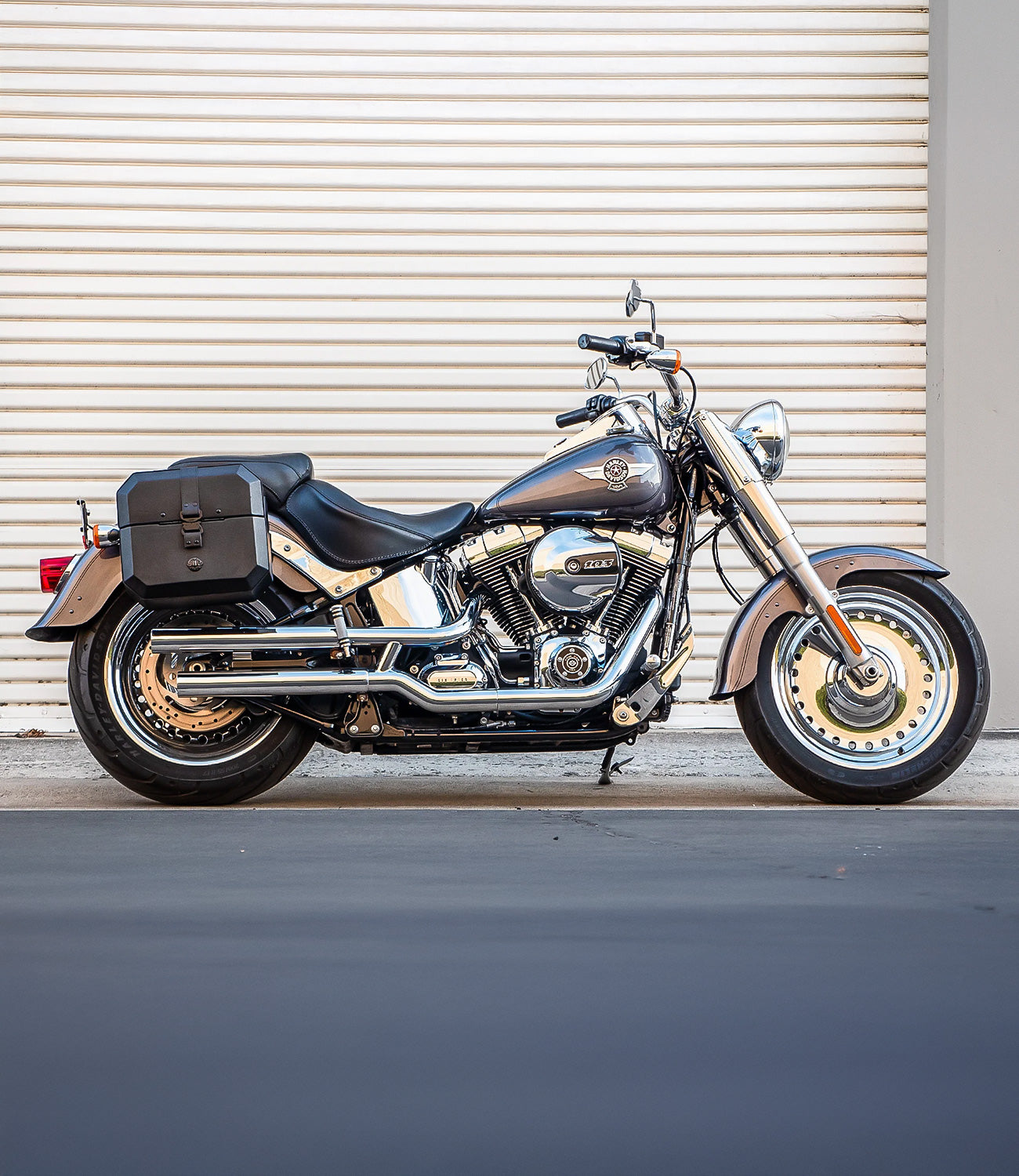 All Motorcycle Bags, Parts & Accessories for Harley Softail Fat Boy Lo Mob Banner