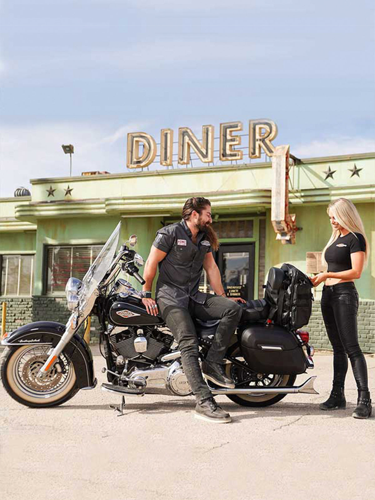 Saddlebags for Honda Shadow 600 VLX Vertical Banner