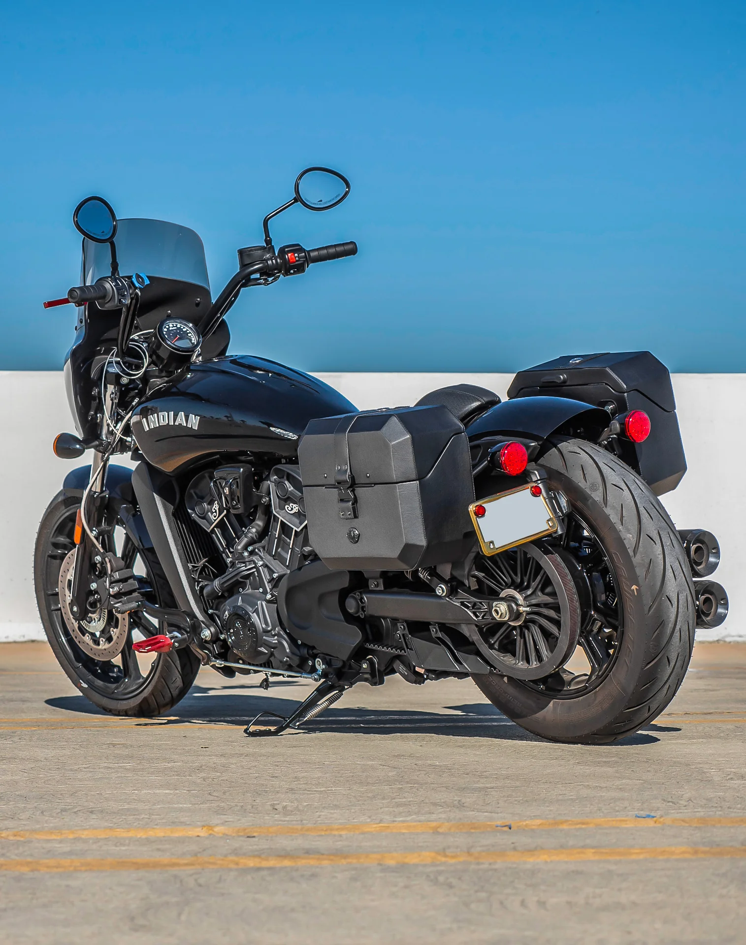 Indian Scout Rogue Sixty Saddlebags lifestle