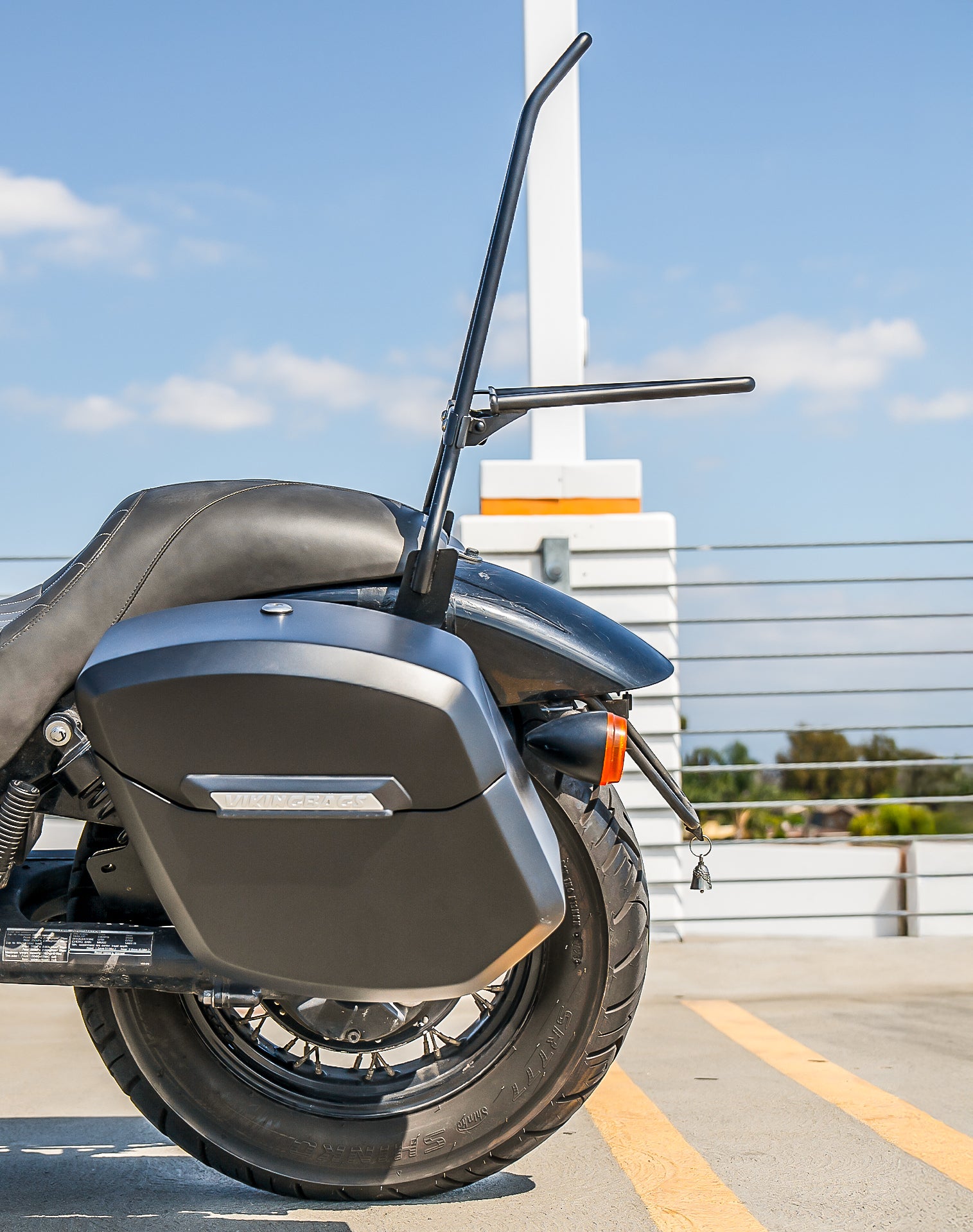 Iron Born 25" Sissy Bar with Foldable Luggage Rack for Honda Shadow 750 Phantom Matte Black v2