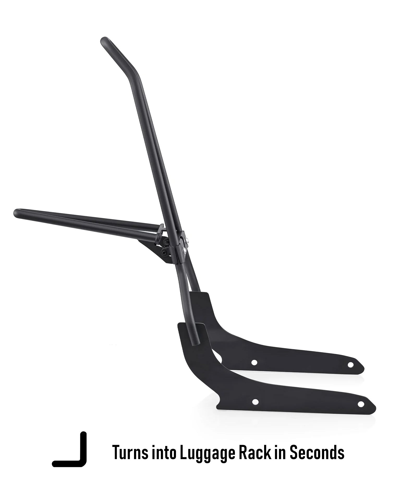 Iron Born 25" Sissy Bar with Foldable Luggage Rack for Honda Shadow 750 Phantom Matte Black Turns into Luggage Rack in Secound