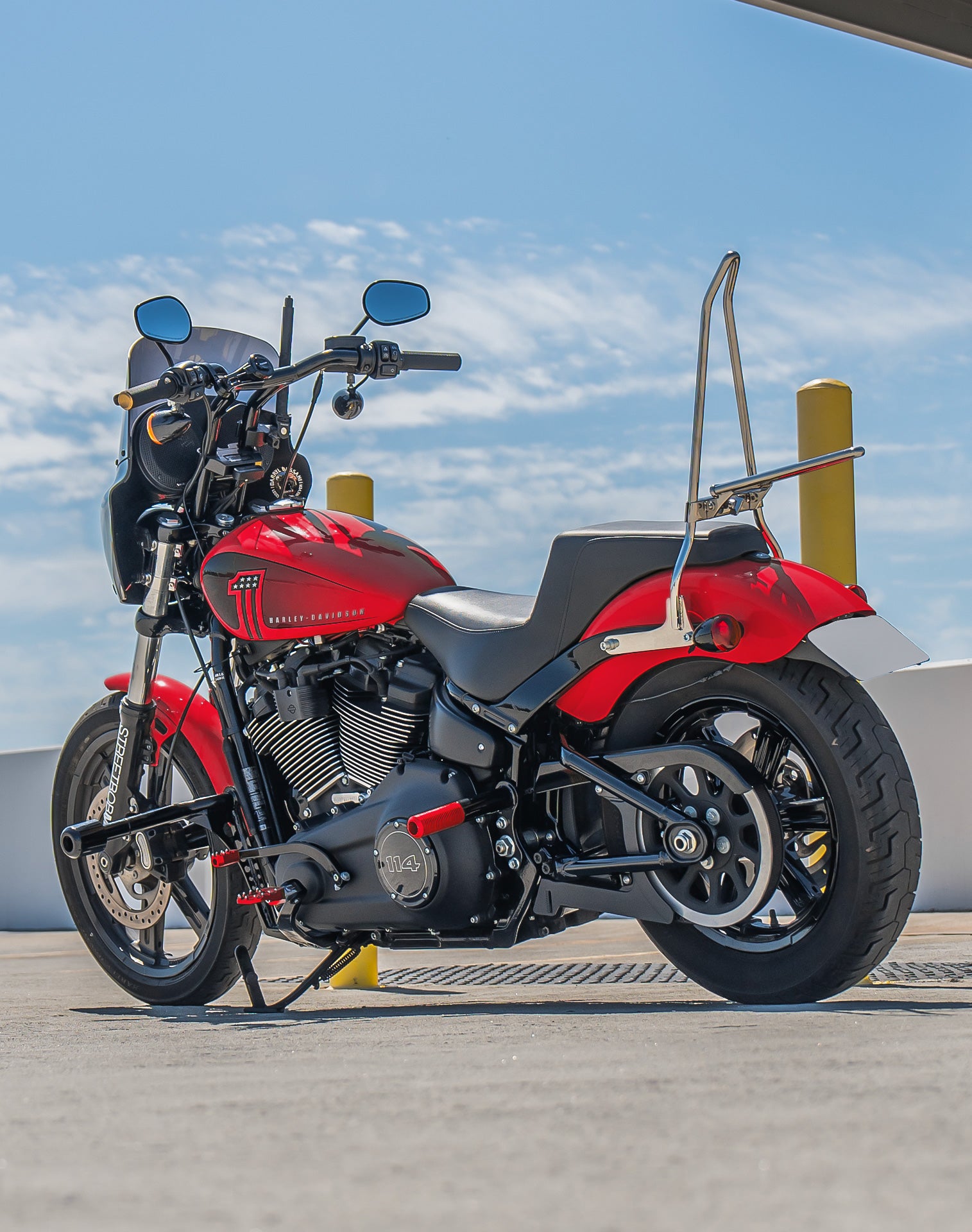 Iron Born Blade 25" Sissy Bar w/ Foldable Luggage Rack for Harley Softail Street Bob Chrome v1