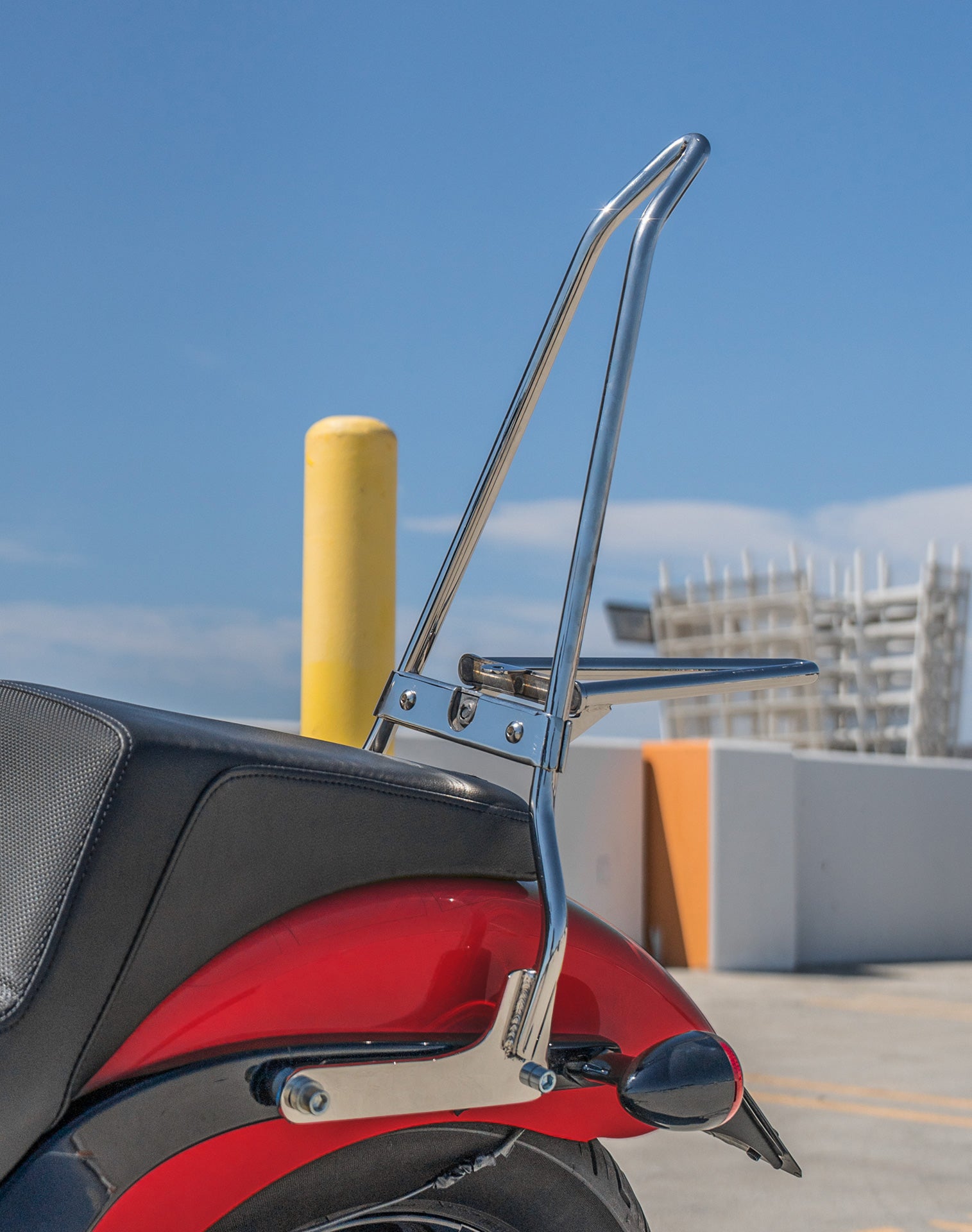 Iron Born Blade 25" Sissy Bar w/ Foldable Luggage Rack for Harley Softail Street Bob Chrome v3