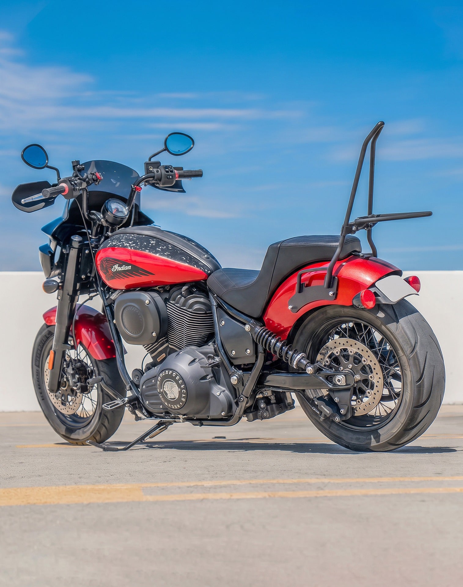 Iron Born Blade 25" Indian Chief Dark Horse (2022+) Sissy Bar with Foldable Luggage Rack Matte Black