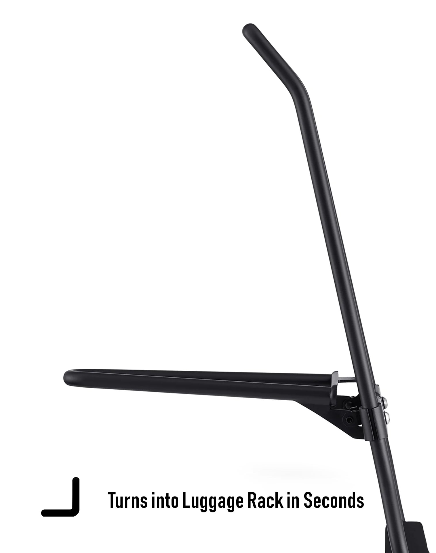 Iron Born Blade 25" Indian Scout Sissy Bar with Foldable Luggage Rack Matte Black Turns into Luggage Rack in Secound