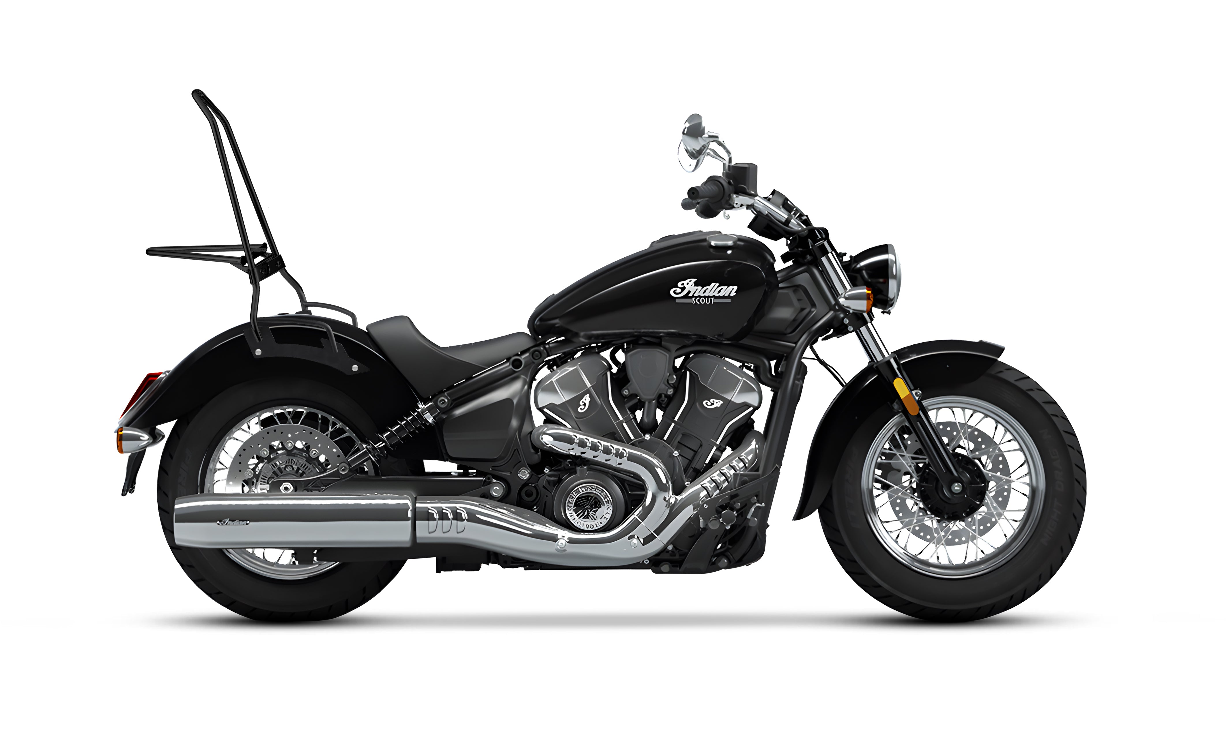 Iron Born Blade 25" Indian Scout Classic Sissy Bar with Foldable Luggage Rack Matte Black @expand