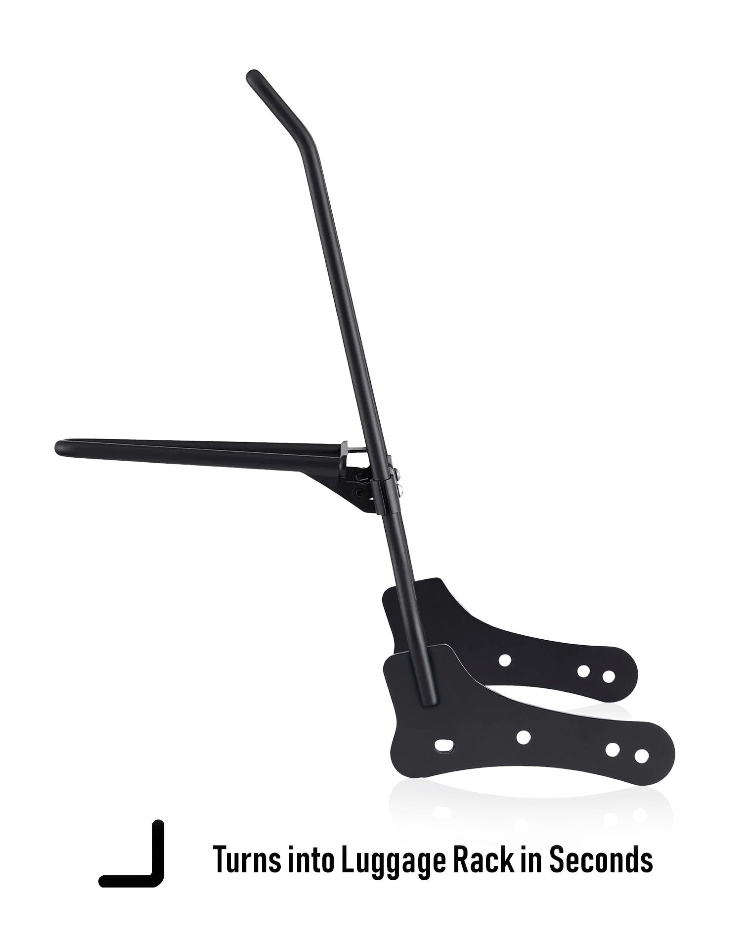 Iron Born Blade 25" Sissy Bar with Foldable Luggage Rack for Kawasaki Vulcan S Matte Black Turns into Luggage Rack in Seconds