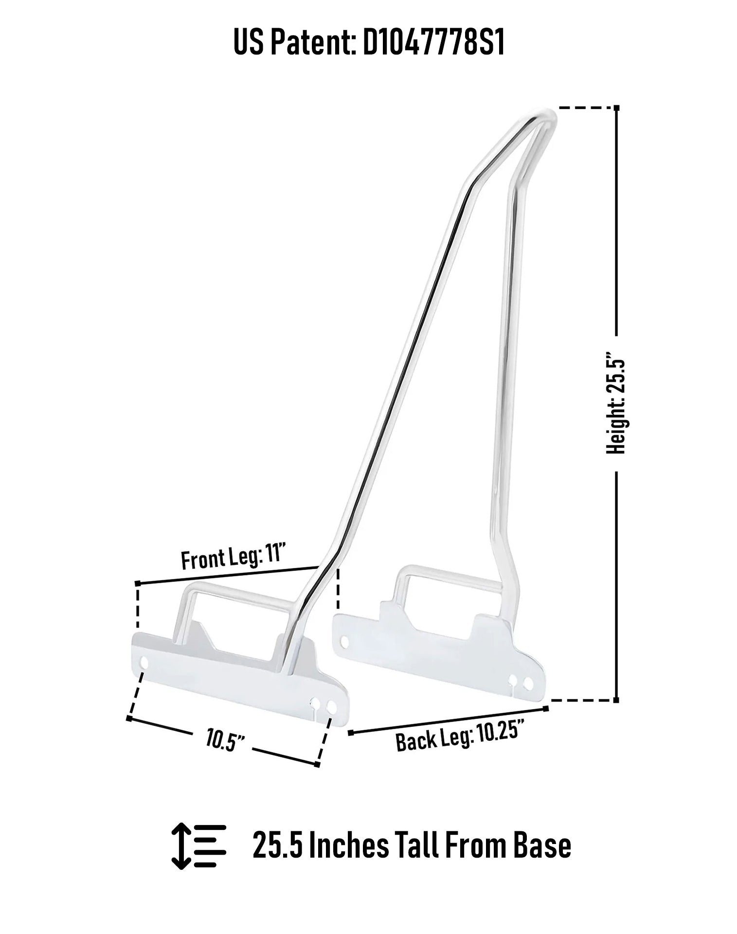 Iron Born Blade 25" Sissy Bar for Harley Dyna Street Bob FXDB Chrome Dimension